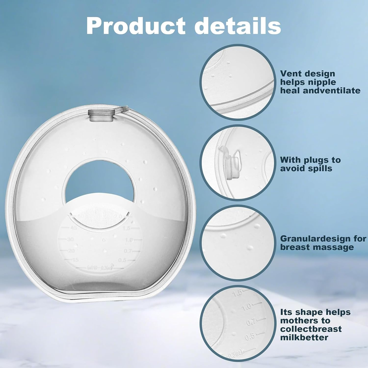 EP Leben Breast Milk Collector, Wearable Breastfeeding Breast Pumps, Breast Milk Shells Made from Bpa-Free and Food-Safe Silicone (2Oz/60Ml,2 Pcs) image number 5