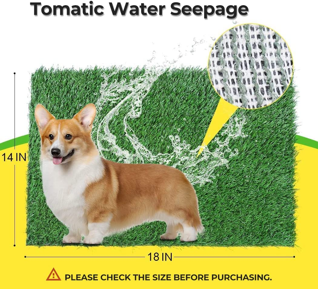 Dog Grass Pad, 2-Pack Portable Grass Pee Pads for Dogs Washable Professional Dog Grass Mat Training Grass Pee Pad for Indoor Outdoor Porches Apartments and Grass Turf Mat Replacement (14Inx18In) image number 6
