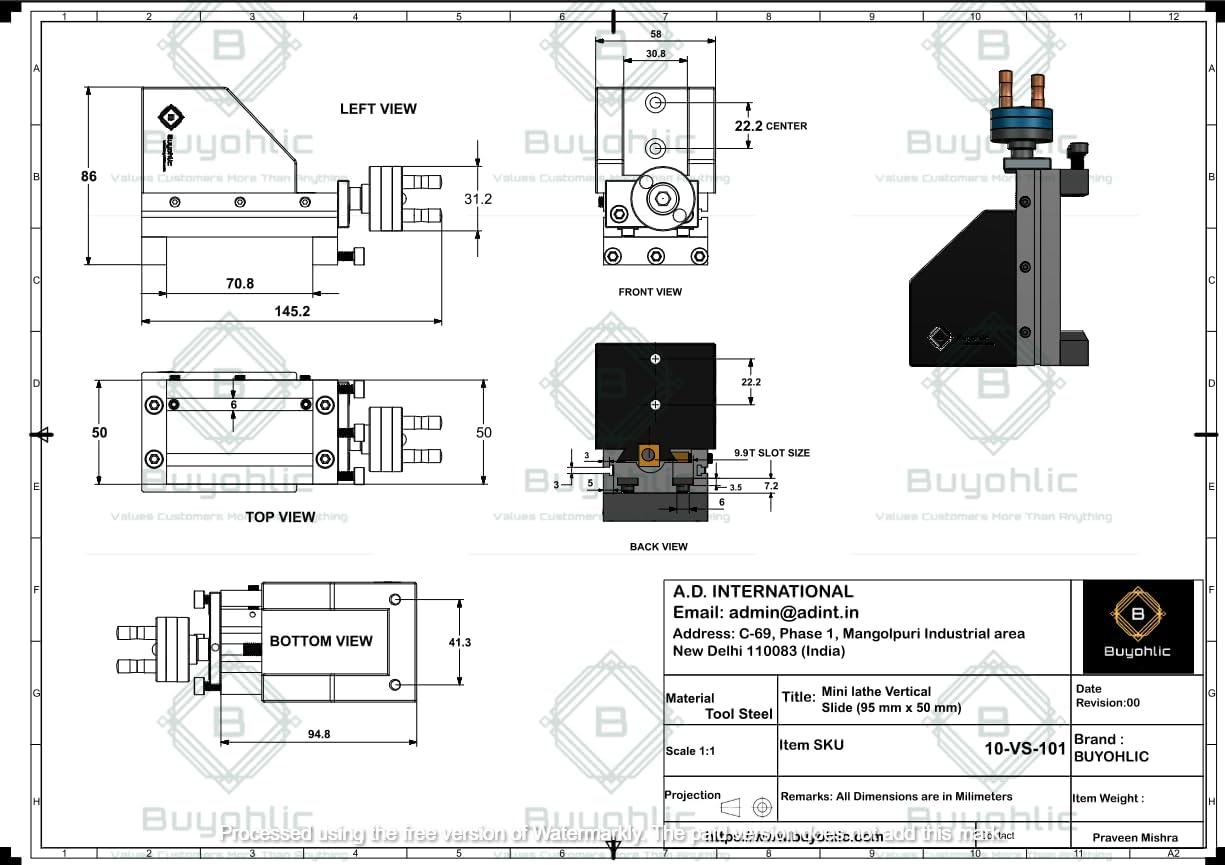 Mini Vertical Slide (90 Mm X 50 Mm) for Instant Machine Milling on Lathe Lathe Tool image number 4