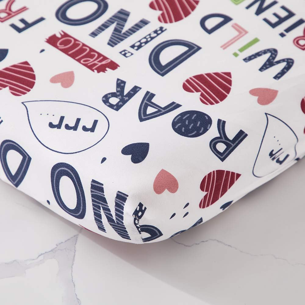 Joyreap 4 Piece Toddler Bedding Set, Standard Size Colorful Dinosaur Printed on Navy, Includes Quilted Comforter, Fitted Sheet, Top Sheet, and Pillow Case for Boys N Girls - Navy-Dinosaur image number 3