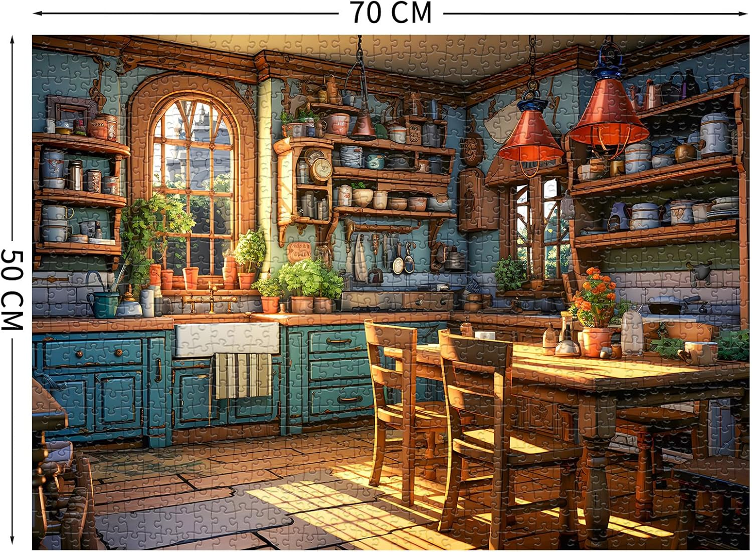 Chalzidar Jigsaw Puzzles for Adults 1000 Pieces, Interlock Perfectly Letter on Back No Dust, Home Decor Birthday Gift Toy for Men Women Elders Seniors, 1:1 Poster - Warm Kitchen image number 5