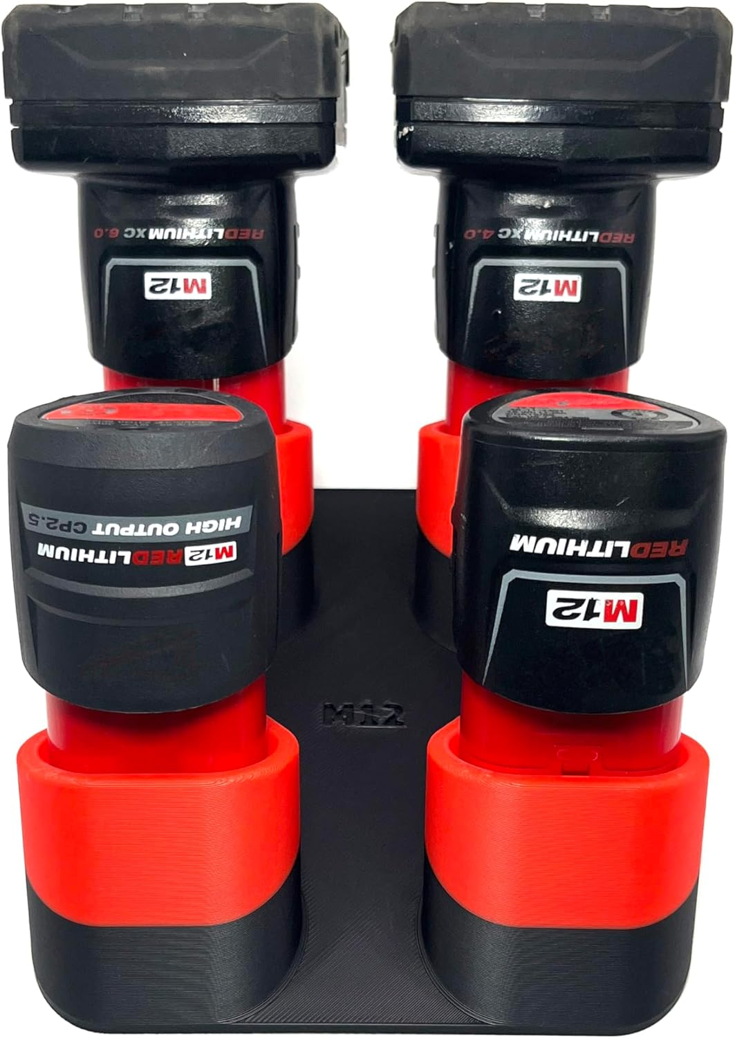 Generic Battery Mount for Milwaukee M12 - Holds 4 Batteries - Wall Mount - Made in USA (Red & Black) image number 5