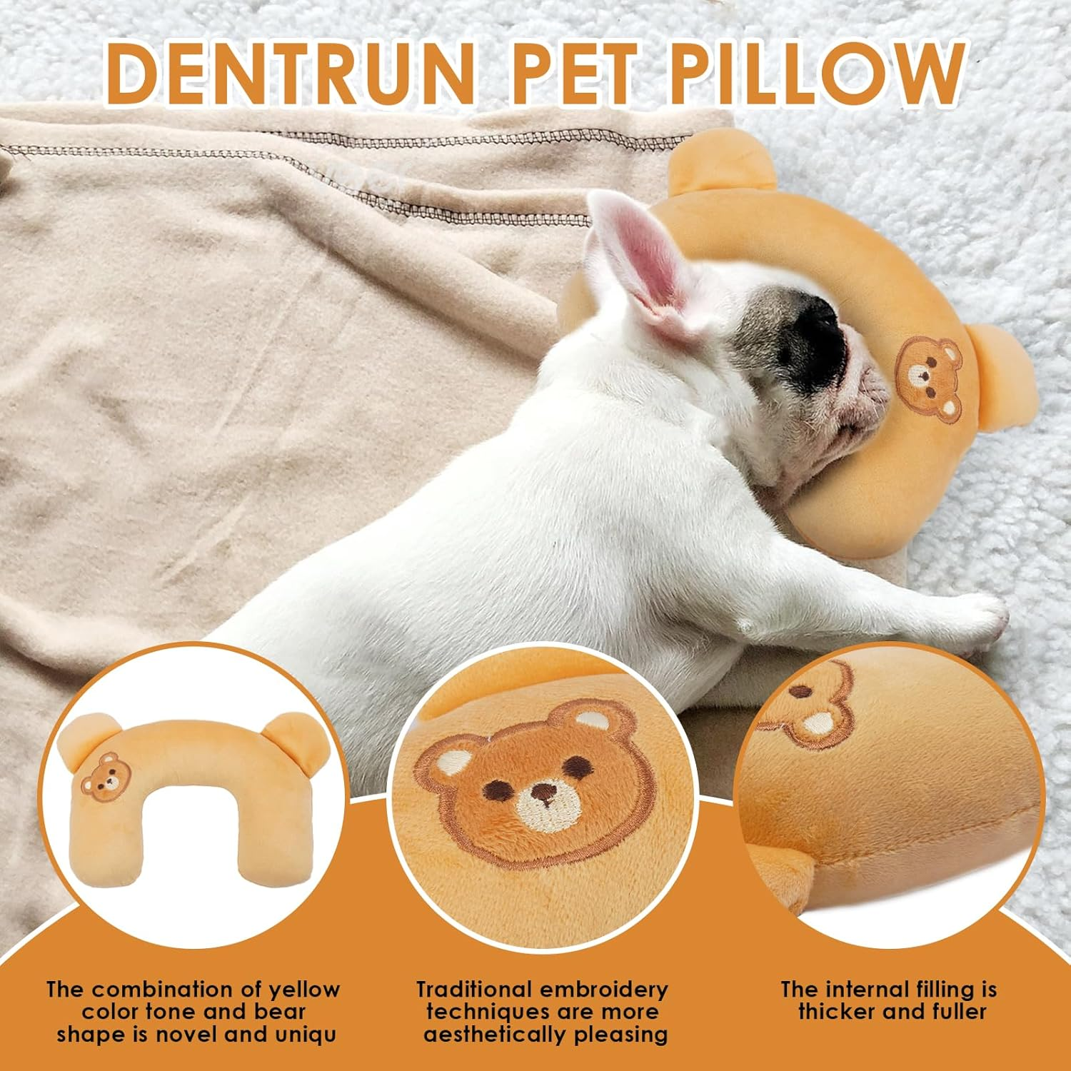 DENTRUN Cat Pillow, Soft Cat Calming Toy, Pillows for Cat Head to Lay On, Cat Beds for Indoor Cats, U Shaped Pet Pillow, Dog Bed Cushion Sleeping Improve Comfort Cat Plush Toy image number 1