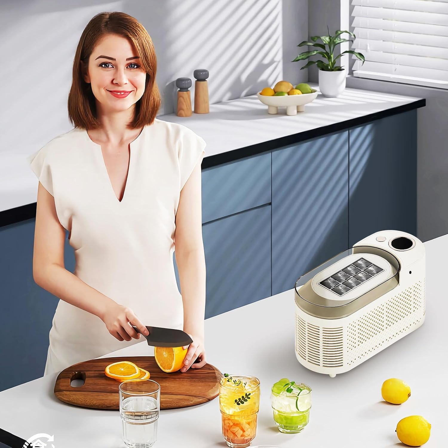 Portable Countertop Ice Maker Machine with Ice Tongs, 8 Cubes in 10 Mins, Compact Mini Ice Maker for Home/Camping/Office Bar/Party image number 5