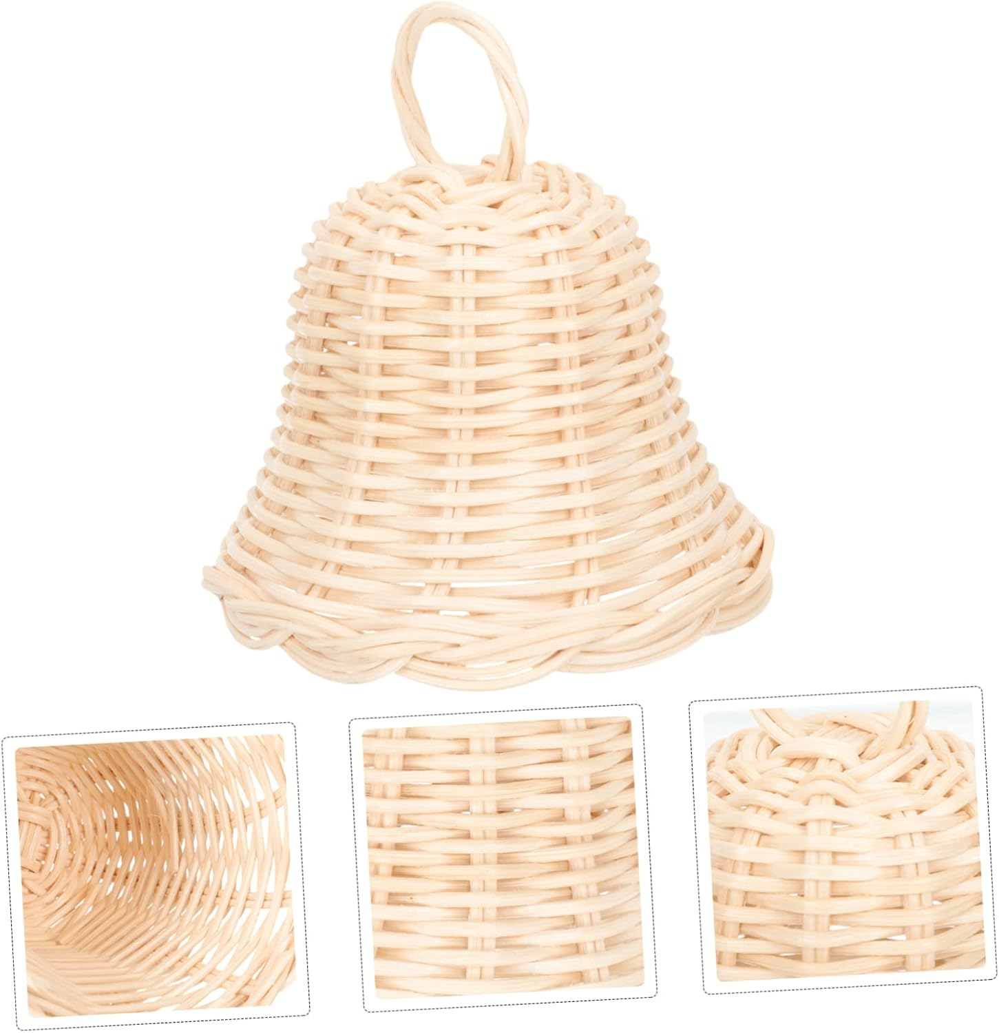 5Pcs Decorative Rattan Bell Shape Ornament Pendant for Xmas Tree Wall Hanging Decor Plaything for Christmas Party Home Decoration image number 3