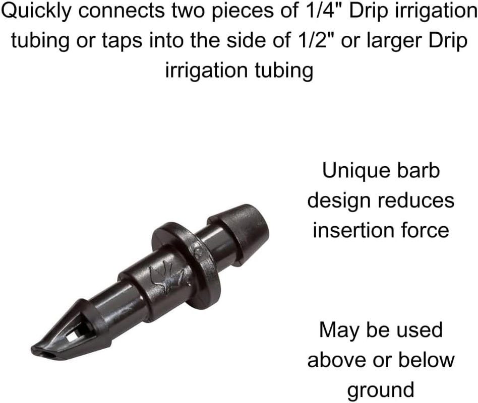 Rain Bird BC25/10PS Drip Irrigation Universal 1/4" Barbed Coupling Fitting, 1/4" Drip Tubing, 10-Pack image number 3