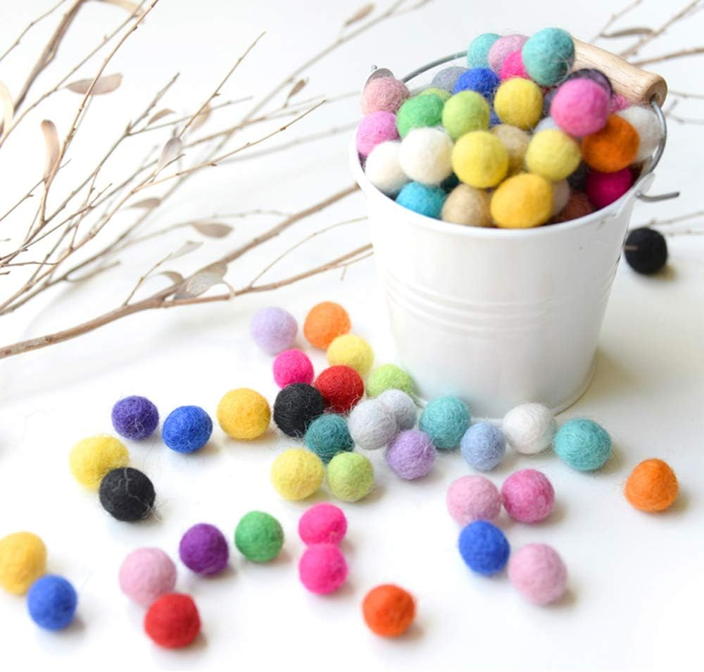 1Cm Felt Balls | Mixed Colour | Assorted | Colourful Wool Felted Pom Poms DIY | Craft Beads | Party Decor Garland| | Cloud Den (100 Balls Set) image number 3