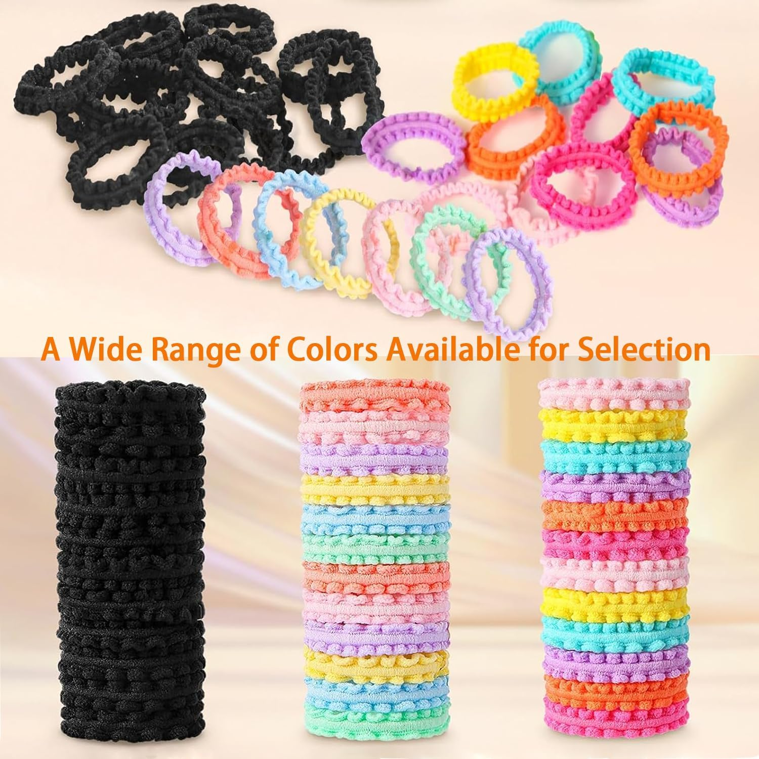 Hair Bobbles Girls, Suiyeejan Baby Elastic Hair Ties, Mini Seamless Hair Bands, Hair Band, Baby Multicoloured Soft Cable Scrunchie for Girls, Children, Toddlers (Black, Pack of 50) image number 1