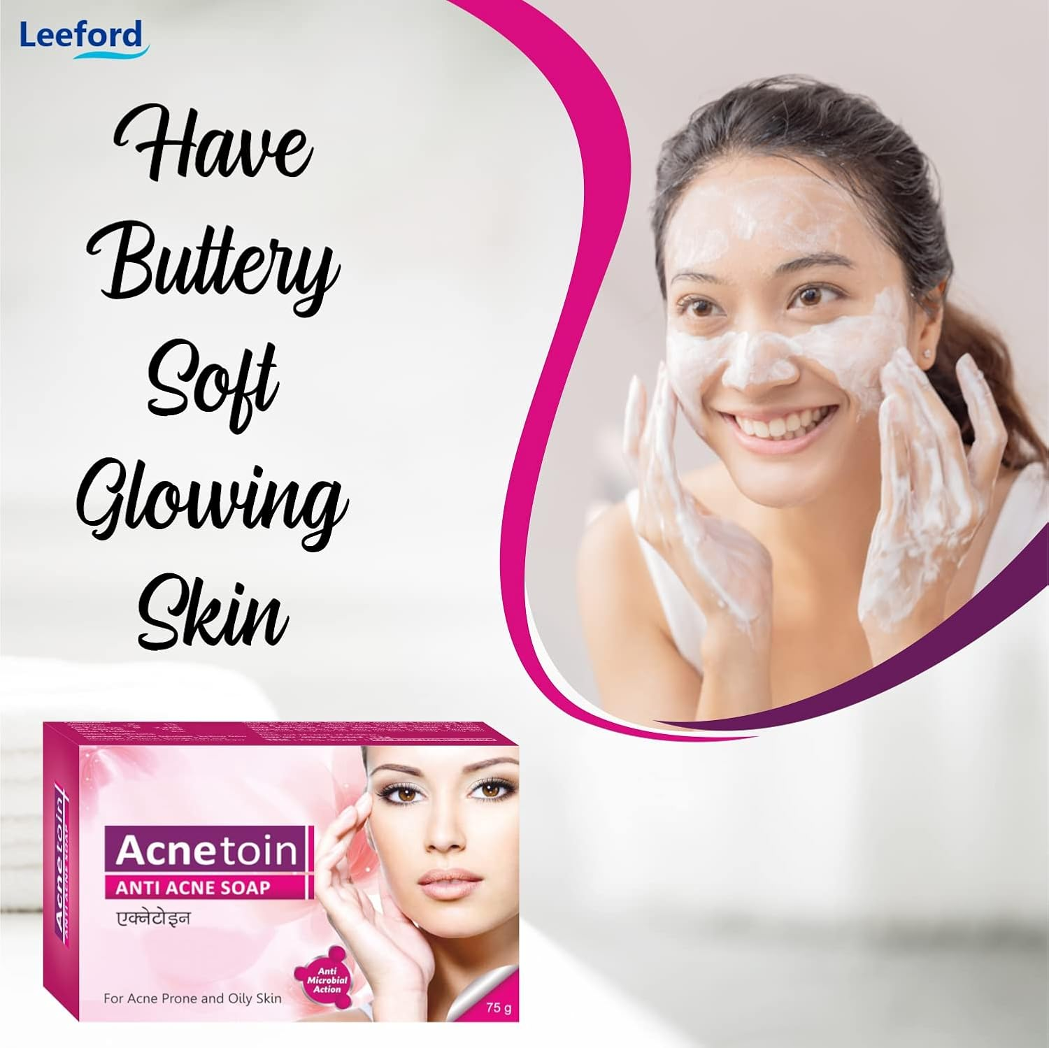 Leeford Women'S Acnetoin anti Acne Bathing Soap Bar Combo Pack - Enriched with Tea Tree Oil & Vitamin E | (75G Each Each) (Pack of 4) image number 3