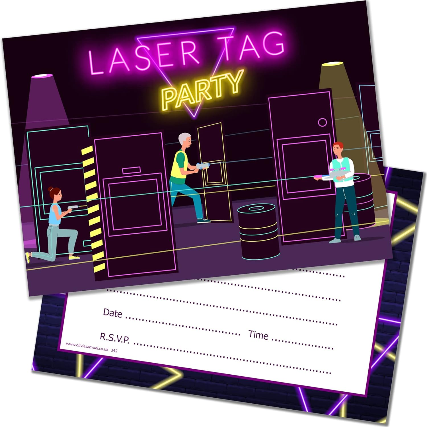 Olivia Samuel 20 X Laser Tag Party Invites from A6 Double Sided Cards with Envelopes