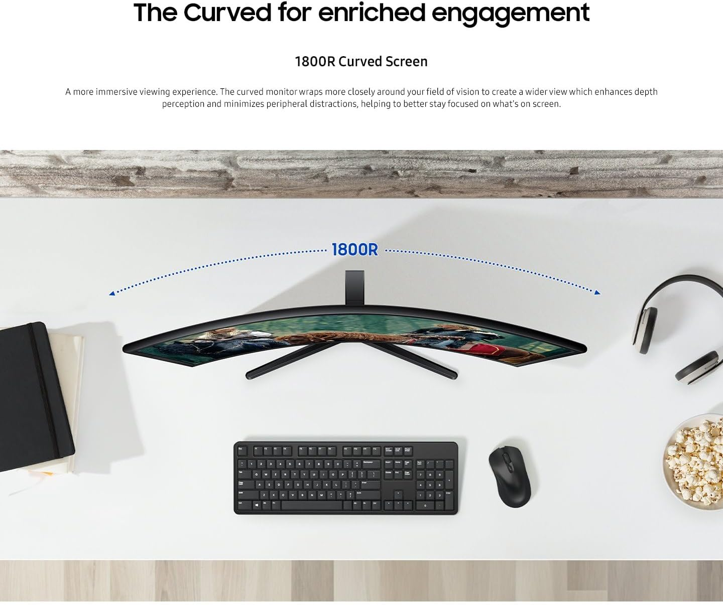 Samsung S36GD, 24-Inch Curved Monitor, 1920X1080, HDMI 1.4/D-Sub, 100Hz, Basic Stand, Advanced Eye Comfort image number 1