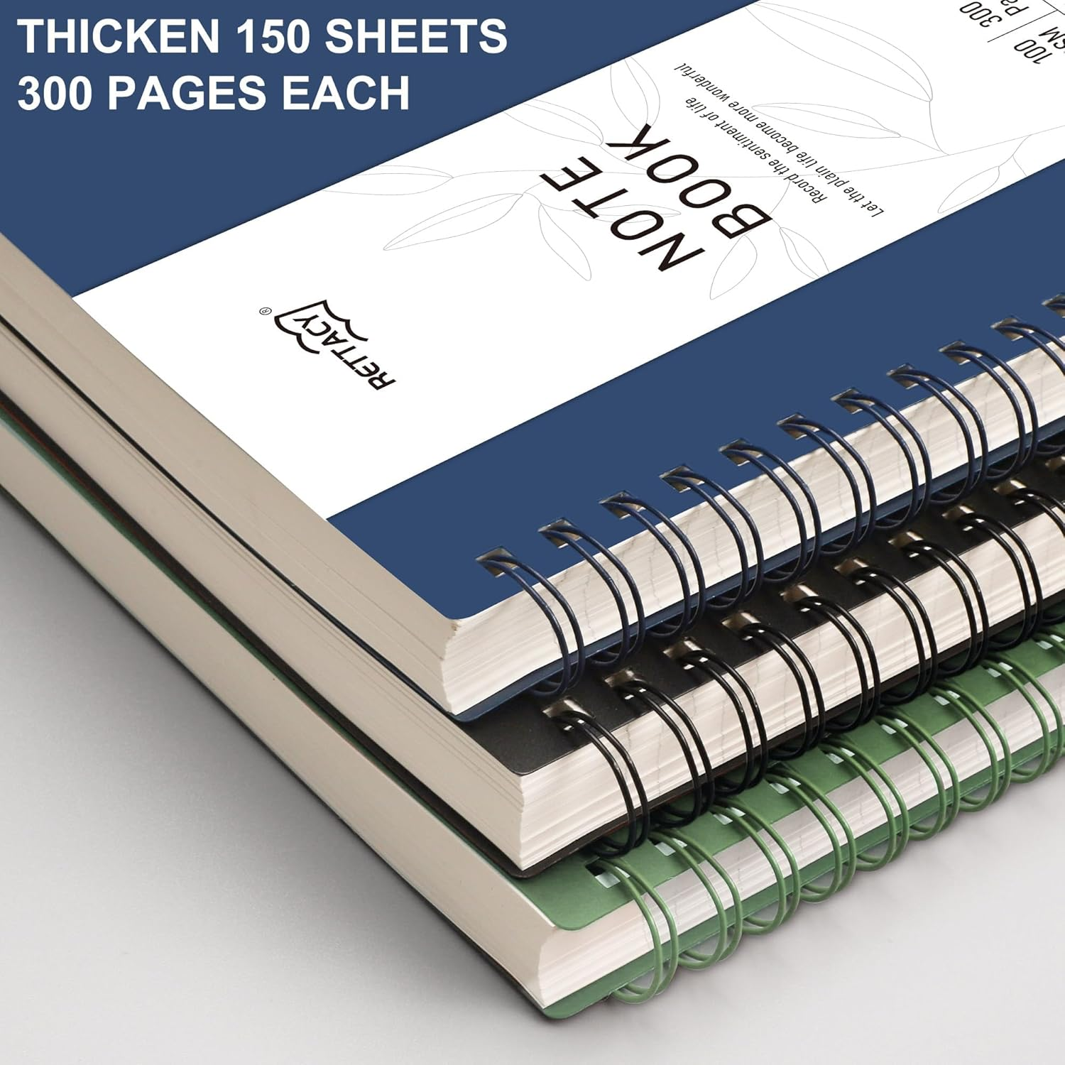 RETTACY Notebook B5 Dotted Bullet Dot Grid Journal Spiral Notebooks 150 Sheets/300 Pages for Writing 100Gsm PVC Hard Cover for Women Men Work Office School 19 X 25 Cm - Navy Blue image number 3