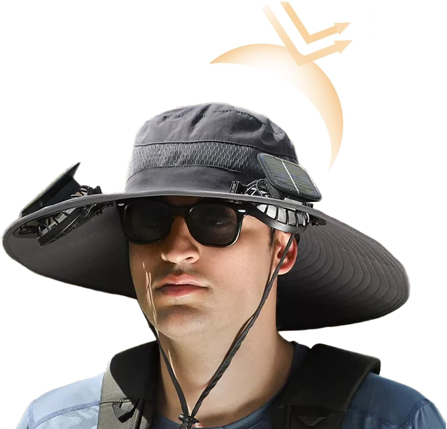 2026 New Solar Fan Hat with 2 Solar Fans, Outdoor Wide Brim Sun Hat UPF50+, Sun Bucket Hat for Men Women, Bucket Fishing & Beach Hat Built in Fan