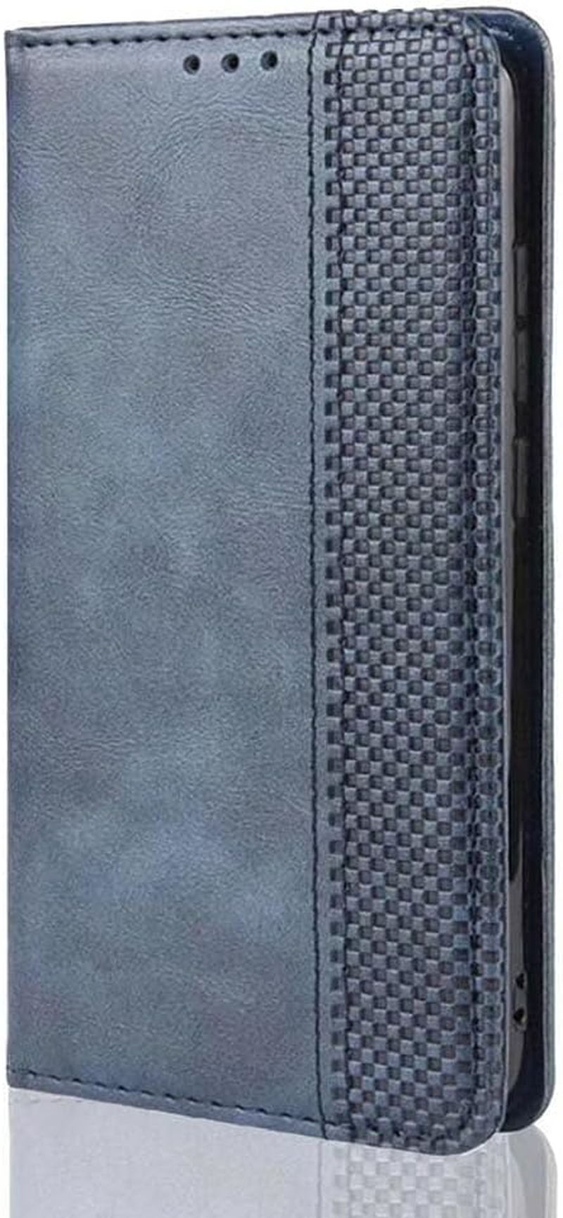 SEAHAI Leather Folio Case for Motorola Edge 60 Fusion/Edge 60 5G, Premium PU Wallet Cover with Credit Card Pocket/Cash Slots/Support Kickstand, Flip Magnetic Automatic Adsorption Shell - Blue