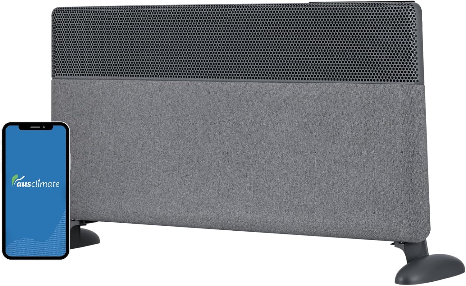 Ausclimate 1500W Smart Inverter Metal Panel Heater, Wall Mountable Home Heater Suitable for Medium-Sized Rooms up to 20M2, Compatible with Alexa and Google Home, Stone Grey