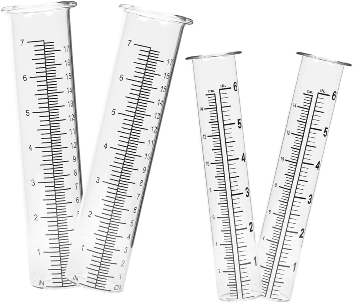 Bestonzon 4Pcs Glass Rain Gauge Tubes with Graduated Scale Outdoor Home Rain Measurer for Garden Lawn Patio Precipitation Measurement image number 2