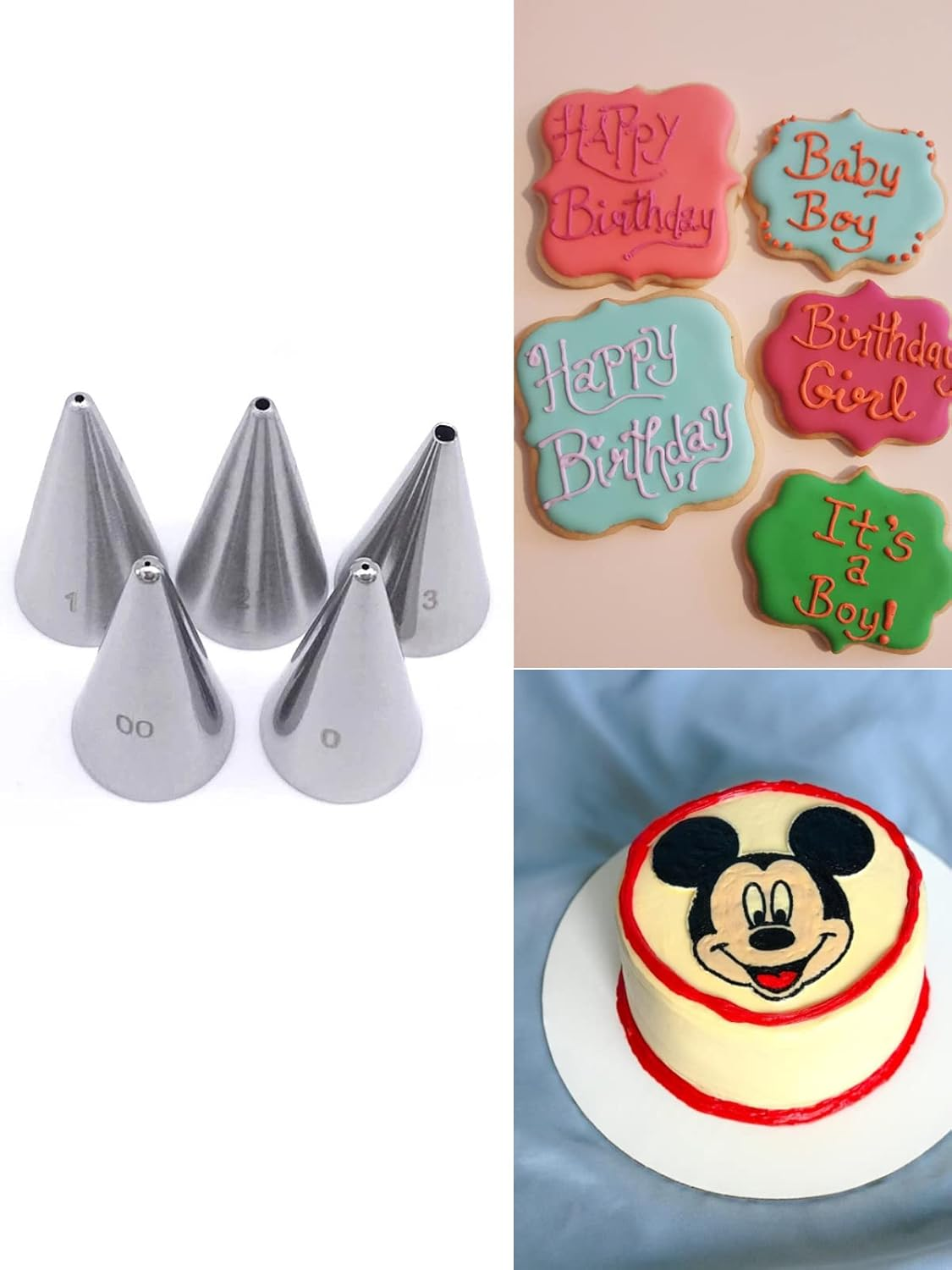 Royal Icing Piping Nozzle for Writing,Pastry Nozzle round for Cookie Cake Cupcake Decorating,5 Pcs - A image number 2