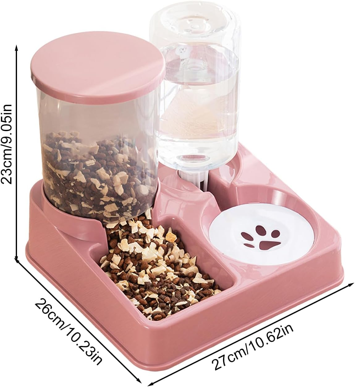 2 in 1 Cat Food and Water Dispenser - Pet Food Bowl, Water Dispenser, Feeder, Automatic Combined Food and Water Bowl for Kittens, Cats, Dogs image number 5