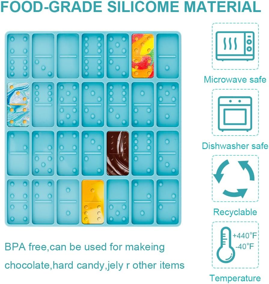 Domino Resin Molds for Casting - Professional Epoxy Set with 28 Cavities, Sturdy Silicone for DIY Pendant, Cake, and Jewelry Making image number 2