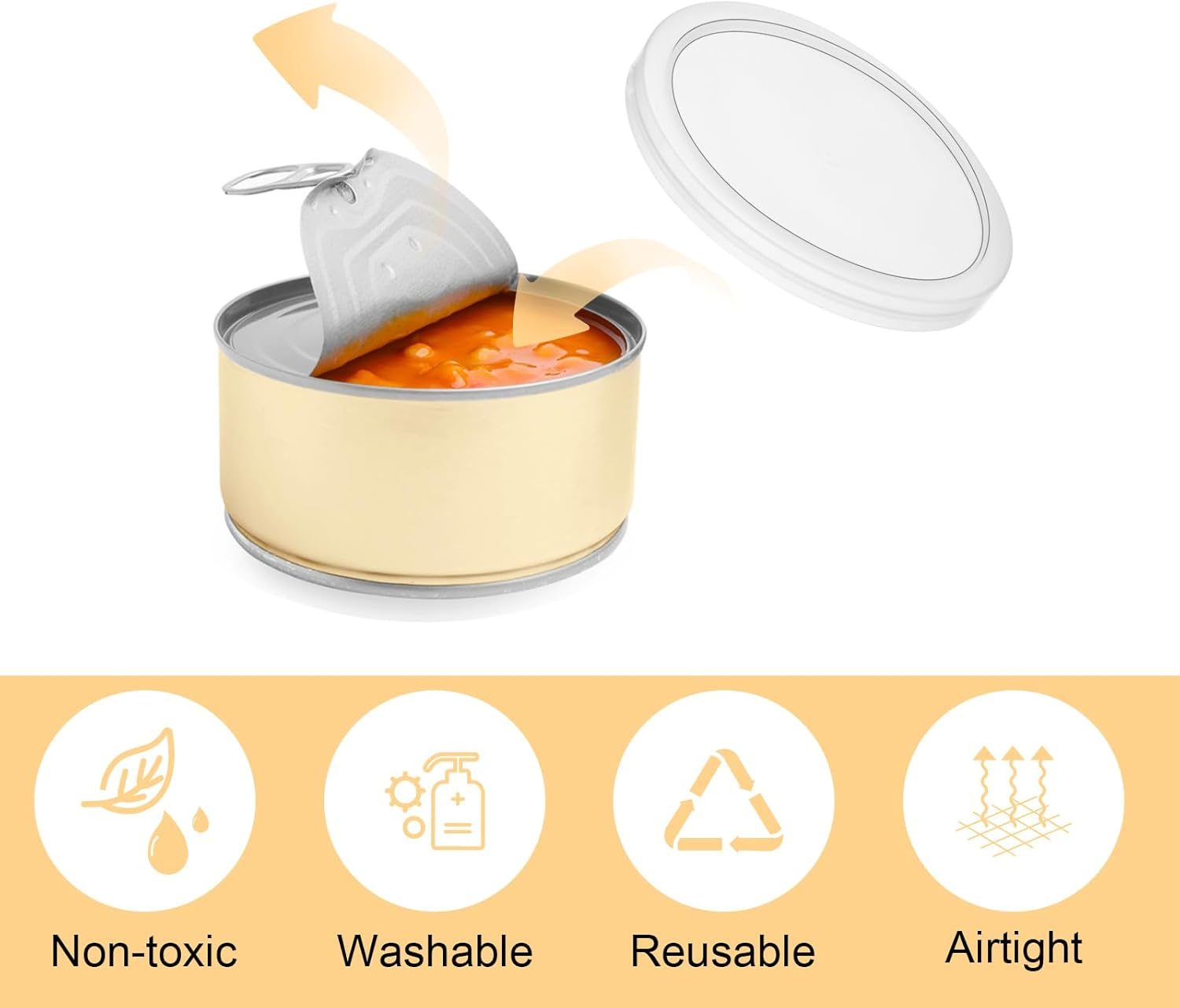 Pack of 12 Lids for Cans, Plastic Can Lids in 3 Different Sizes, Washable Can Closure for 400 G Cans / 800 G Cans, Transparent Can Lids, Cat Food, Dog Food