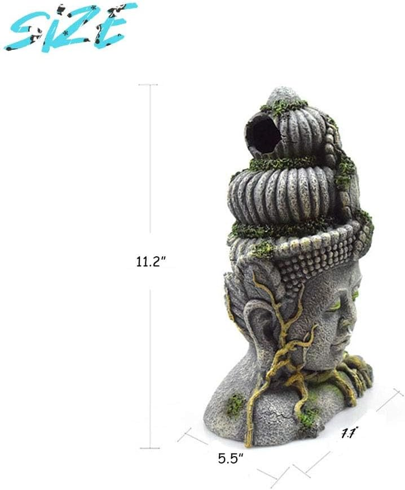 Hamiledyi Buddha Head Statue Aquarium Decorations Resin Fish Hideout Betta Cave for Large Fish Tank Ornaments Betta Sleep Rest Hide Play Breed image number 4