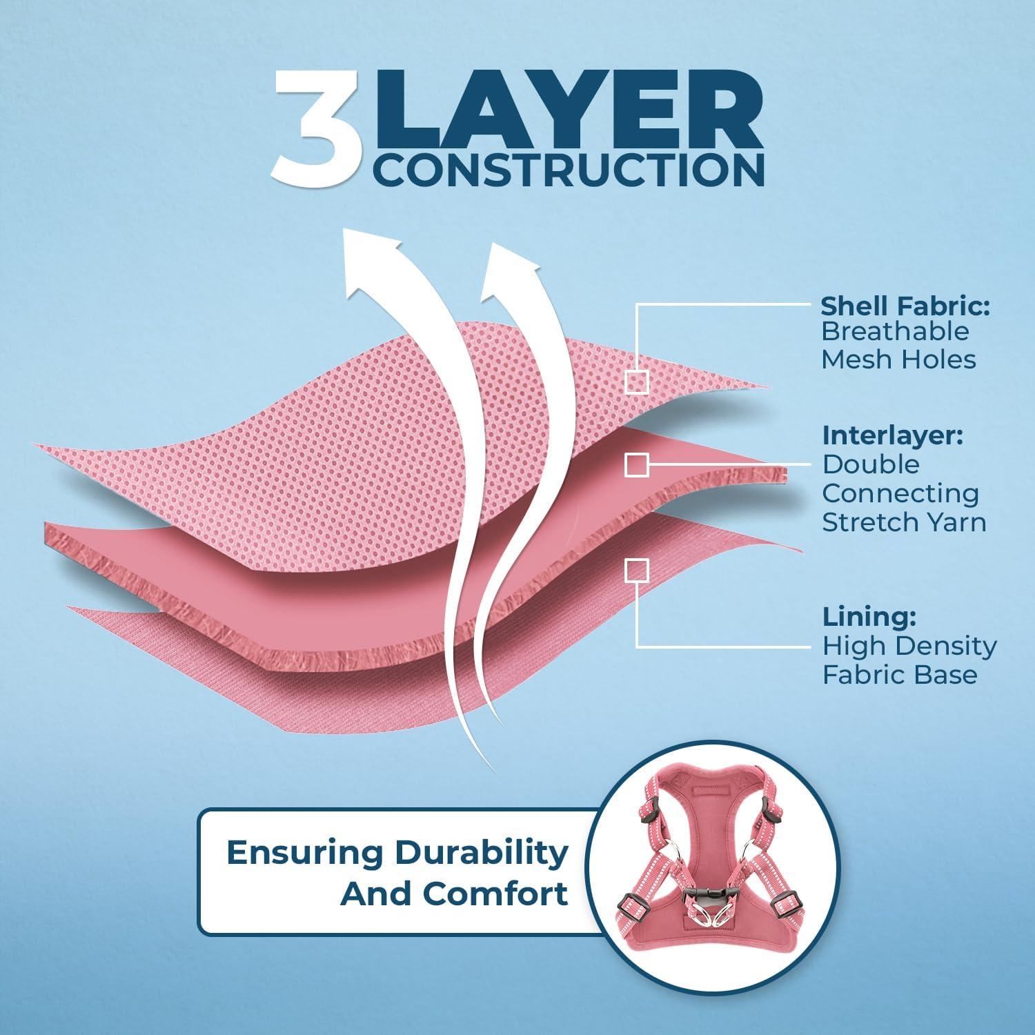 Best Pet Supplies Voyager Adjustable Dog Harness Leash Set with Reflective Stripes for Walking Heavy-Duty Full Body No Pull Vest with Leash D-Ring, Breathable All-Weather - Harness (Pink), XS image number 3