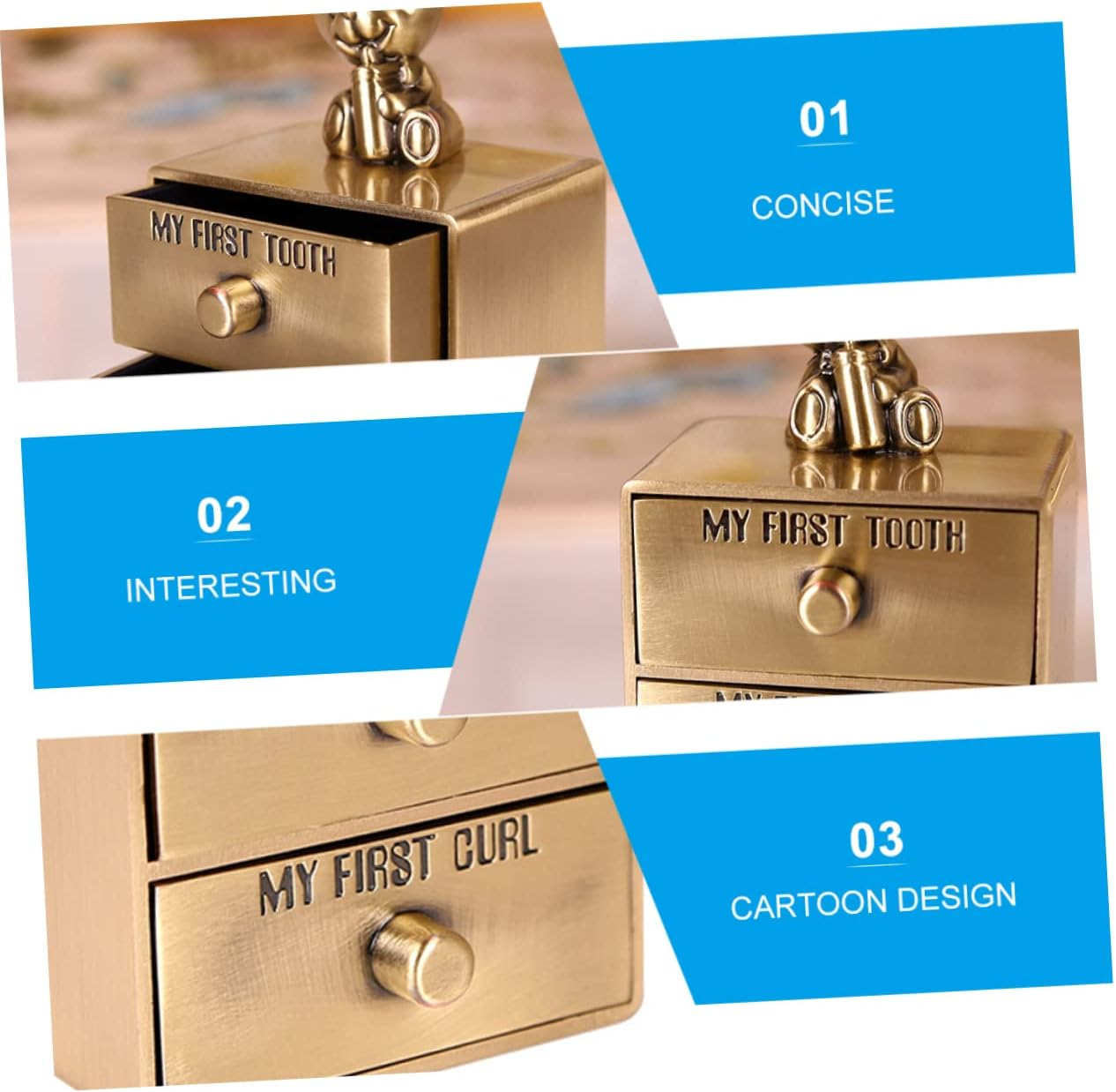 Keepsake Organizer Box Tooth Keepsake Box for Boys and Girls Animals Patterns Zinc Alloy Material Safe image number 1