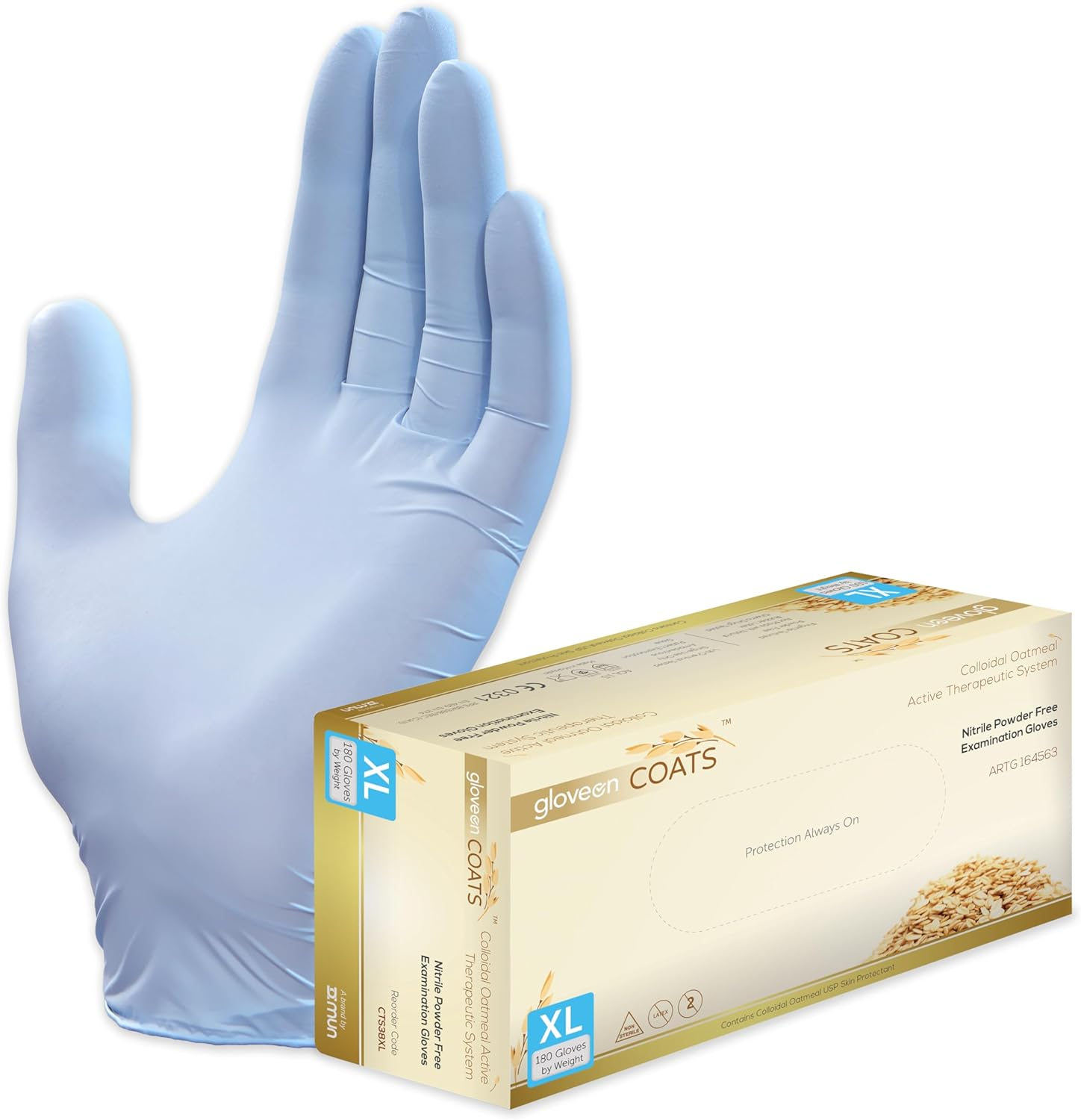 Gloveon Coats Nitrile Gloves, Powder-Free, Latex-Free, Medical Grade, Colloidal Oatmeal, Food Safe, Disposable (200 Count) image number 2