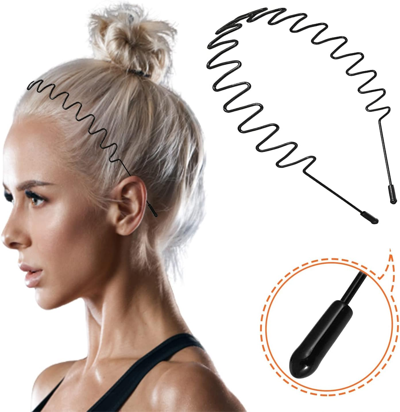 KELUBATU Mens Hair Band Sports Hair Bands Men, Non-Slip Sports Fashion Headband, Metal Hair Band Men, Hair Hoop Outdoor Sports, Weddings and Daily Wear (6 Pcs) image number 3