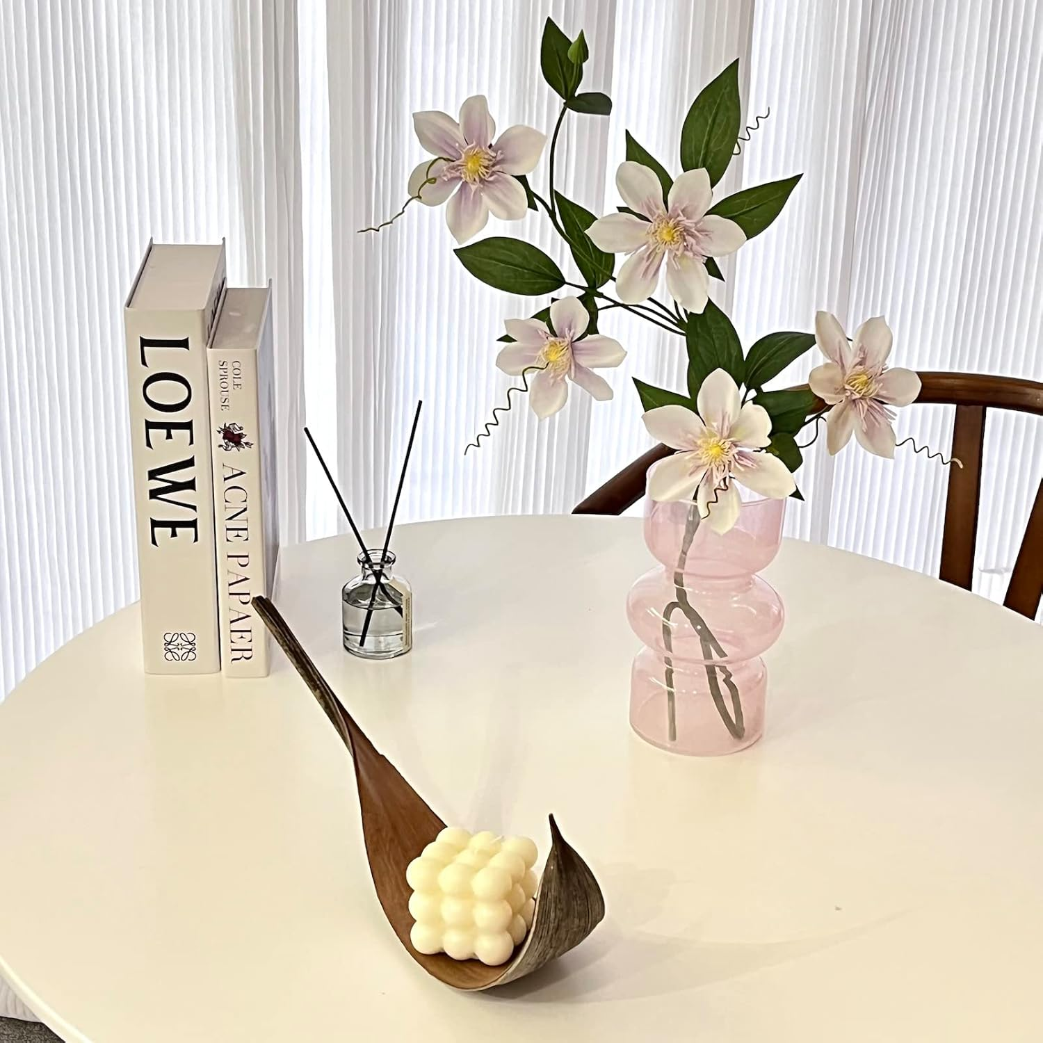 BLOFLO Pink Transparent Glass Hydroponic Vase, 7Inches Colored Vase for Flower, Three-Layer Glass Floral Vase for Home D&eacute;cor, Modern Geometric Glass Vase for Home Office Wedding Table(Pink)