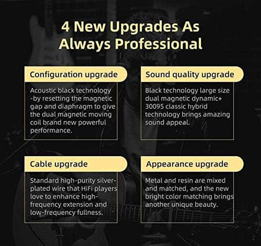 KZ ZSN PRO X Dual Driver Earbuds Headphone, Hifi Stereo Sound Earphone with Balanced Armature and Dynamic Driver Ergonomic Comfortable Headset (Golden with Microphone)