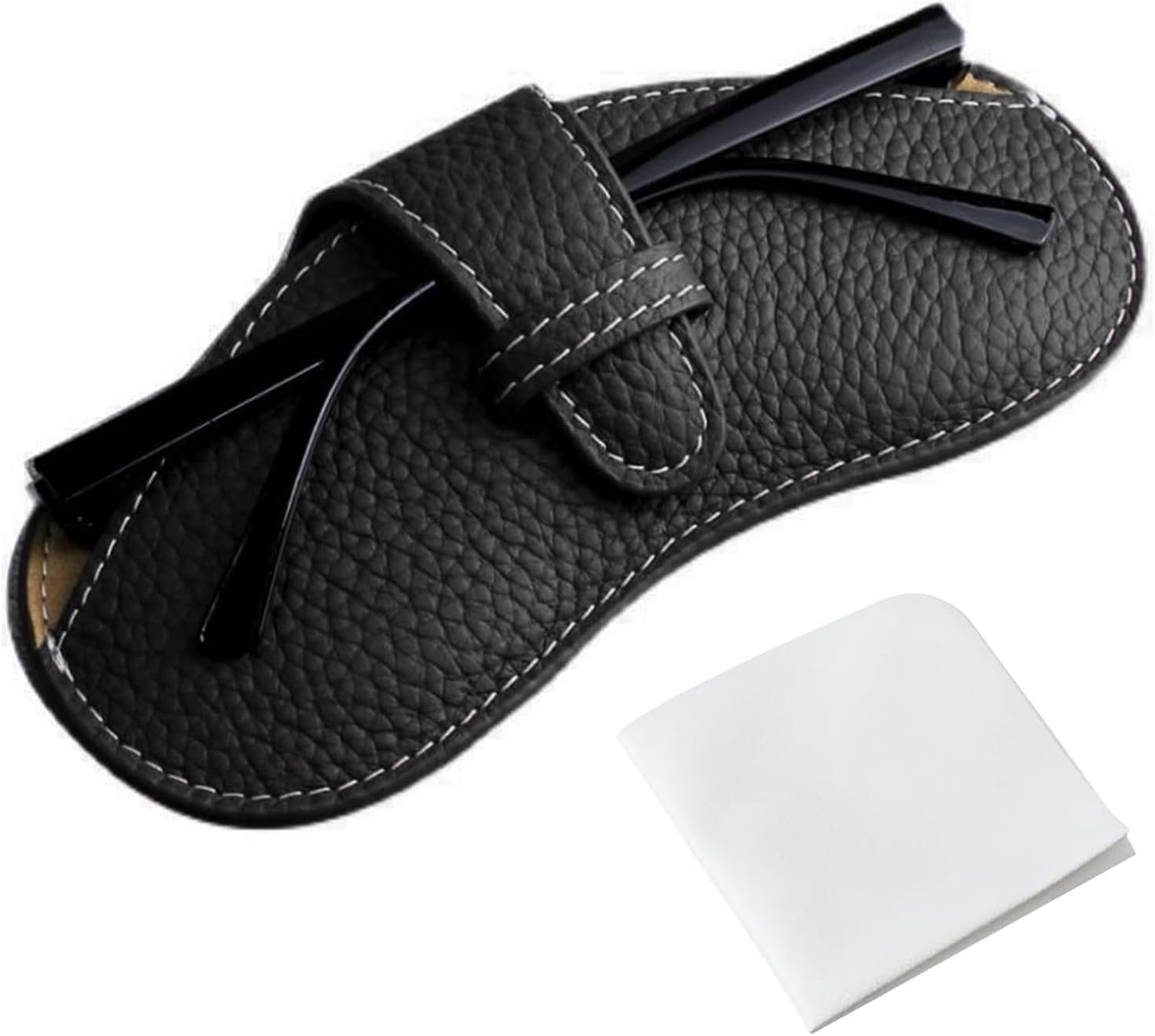 Xlihdzum 1 PCS Portable Soft Genuine Leather Glasses Case, Slim Travel Sunglasses Pouch,Glasses Case for Most Glasses - Durable Soft Sunglasses Case for Men Women