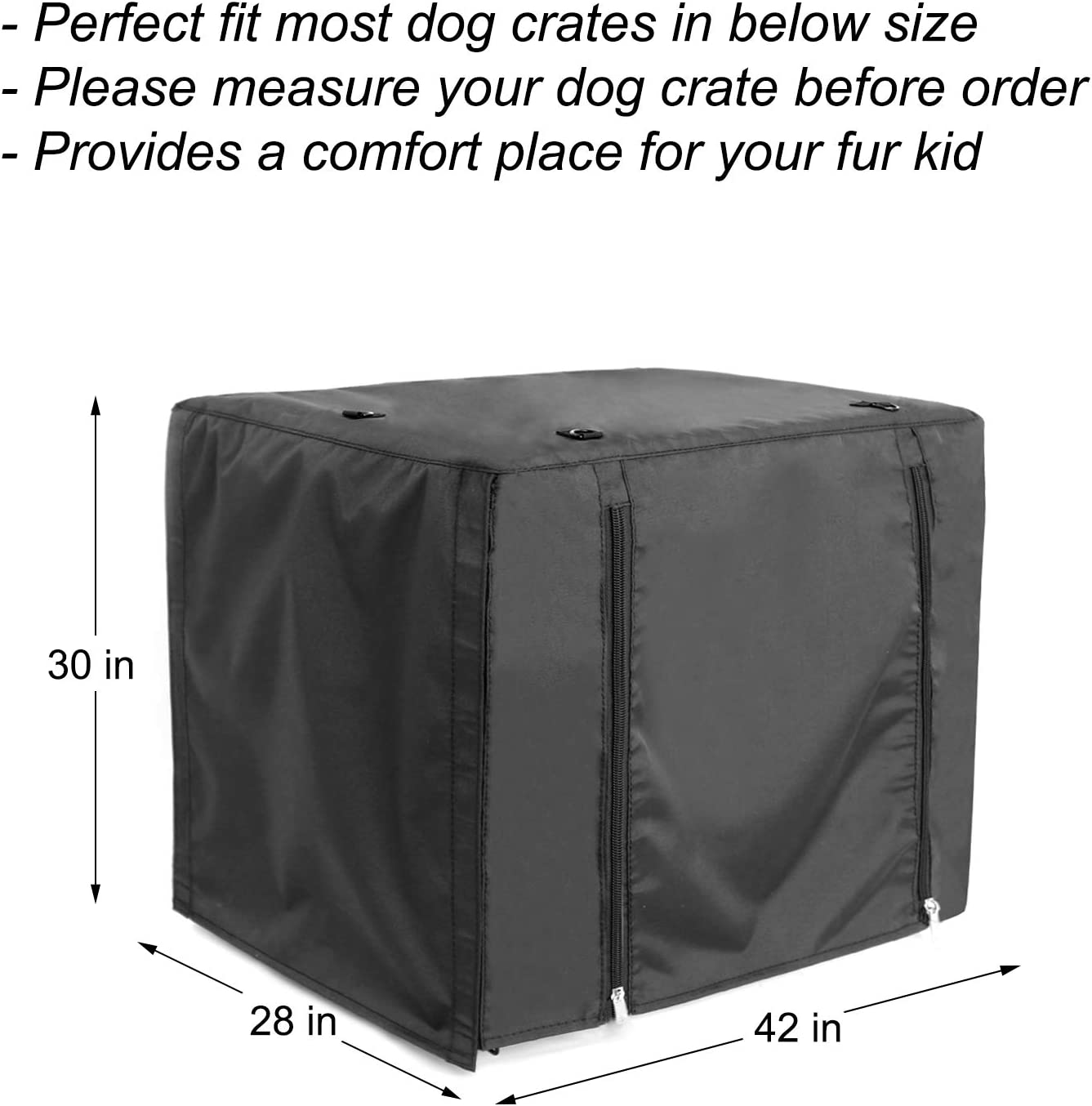 Durable Dog Crate Cover Double Door for Large Pet Cover Kennel Covers Universal Fit for 42 Inches Wire Dog Crate (42 Inch (42" L X 28" W X 30" H))-Black image number 1