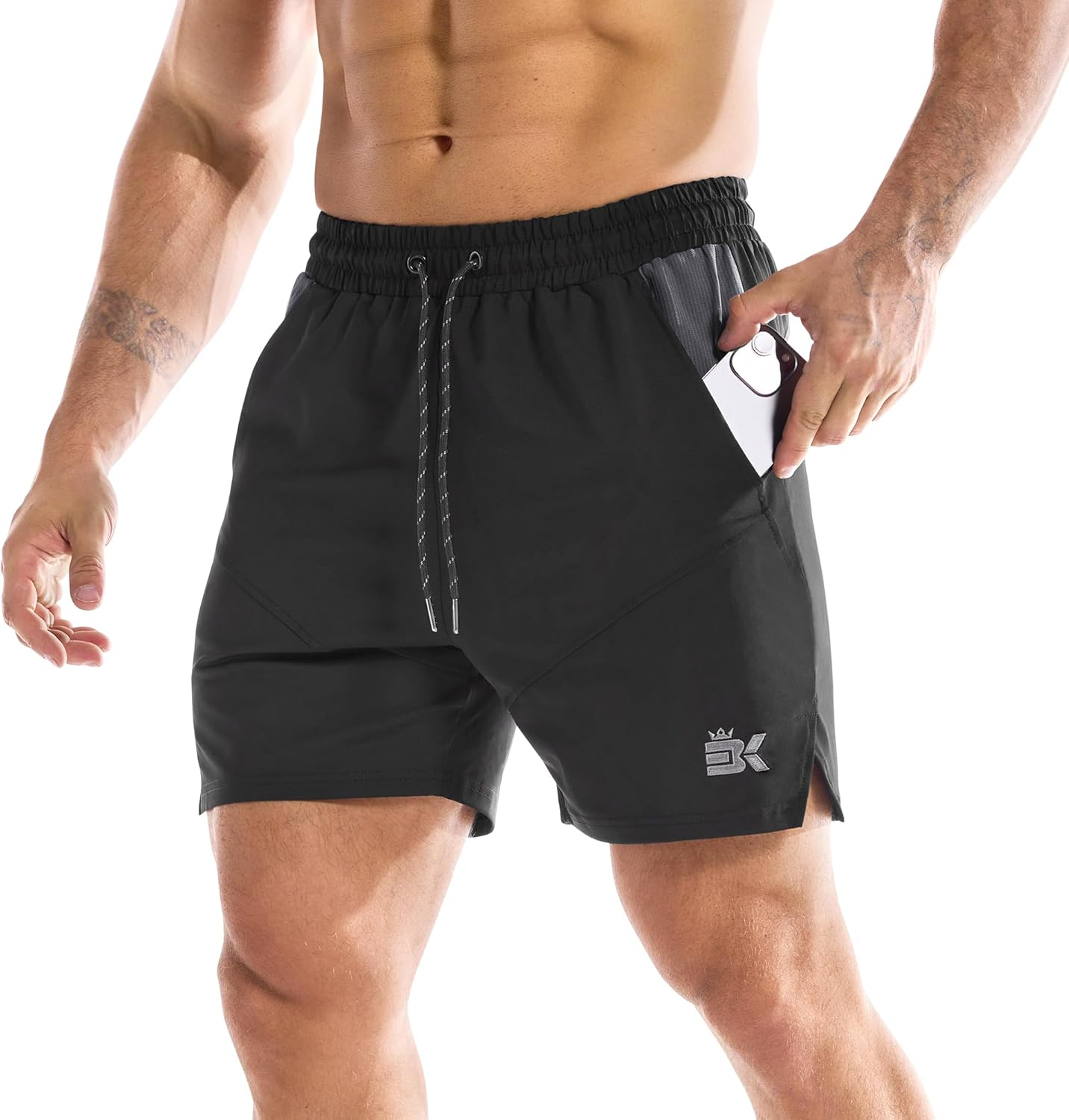 BROKIG Men'S Gym Sports Shorts, Drylite Workout Fitness Running Athletic Short 5" Quick Dry with Mesh Pockets
