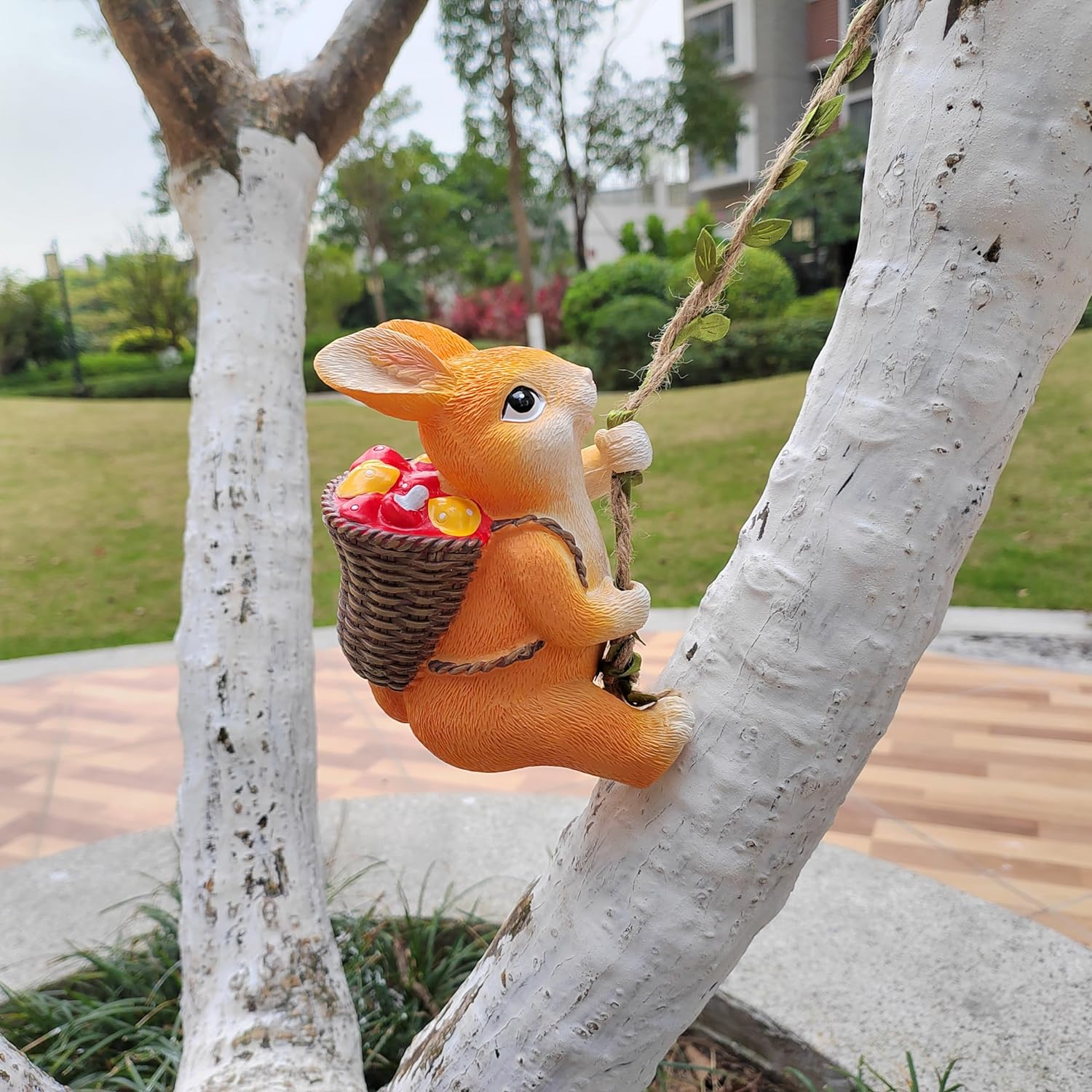 Outdoor Garden Decoration, Statues Cute Animal Wall Hanging Courtyard Decoration, Flower Pot Fence Decoration Indoor Ornaments, Furniture Office Hanging Ornament (Rabbit) image number 6