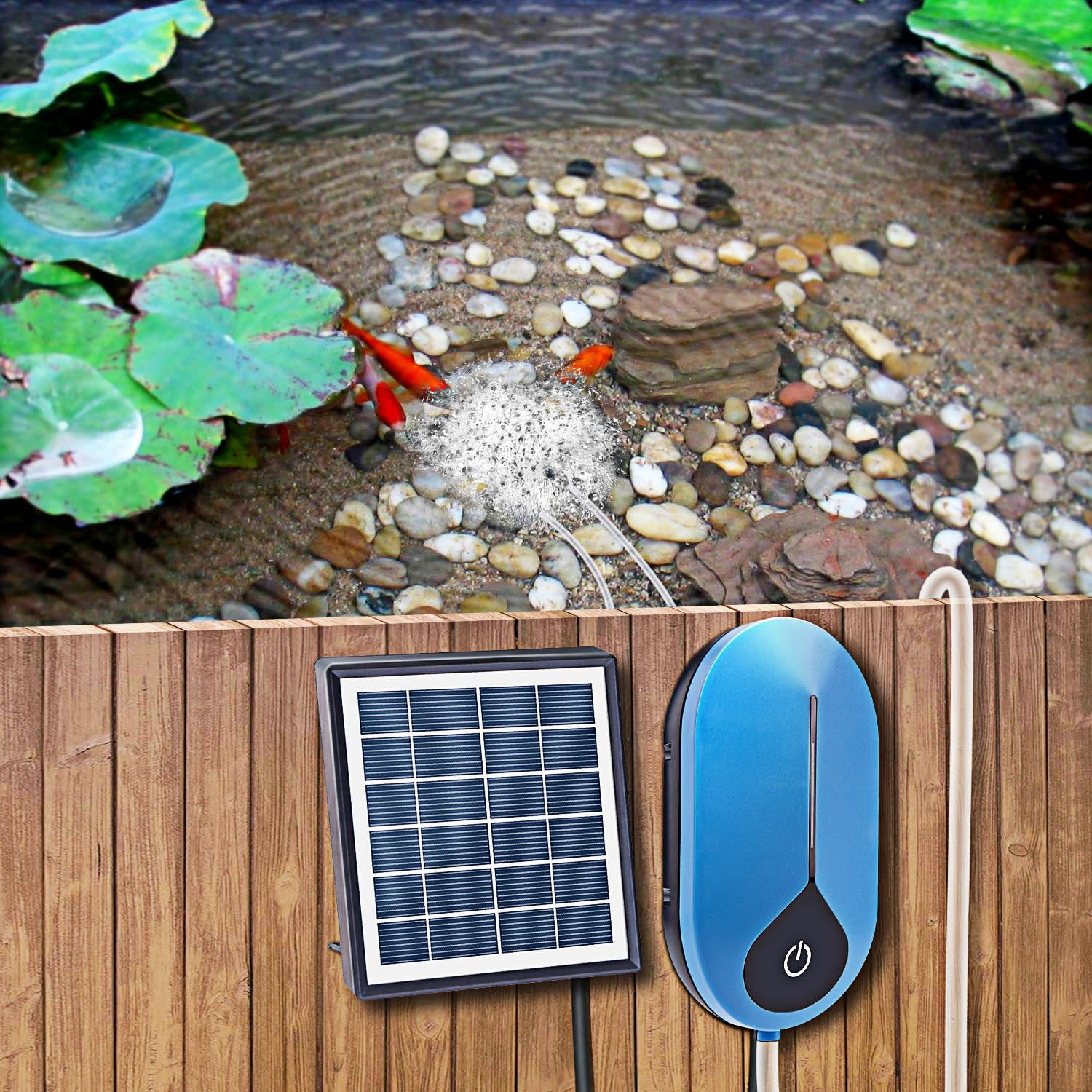 Meichoon Solar Aquarium Air Pump 1.5W Oxygenator 3 Modes Pond Bubbler Oxygenation for Fish Tank Aquarium Gardening Water Circulation MY09 image number 5