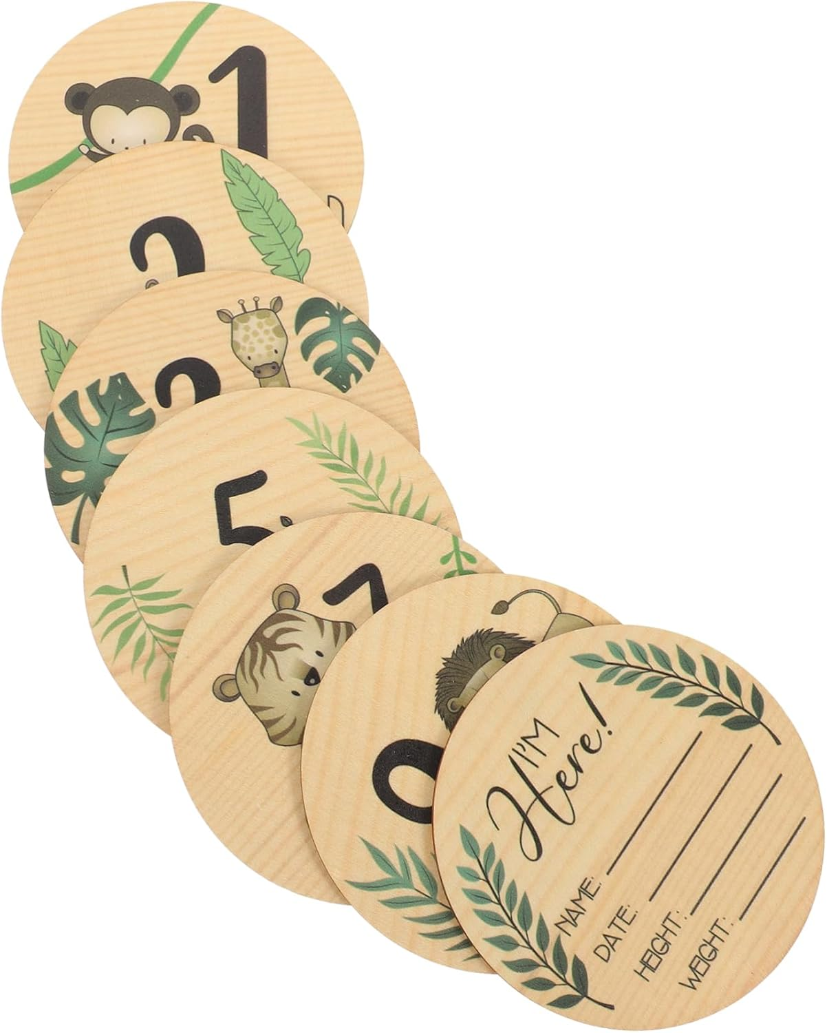 7Pcs Wooden Milestone Cards Newborn Birth Announcement Signs Boy Girl Months Milestone Photo Props for Girl Boy