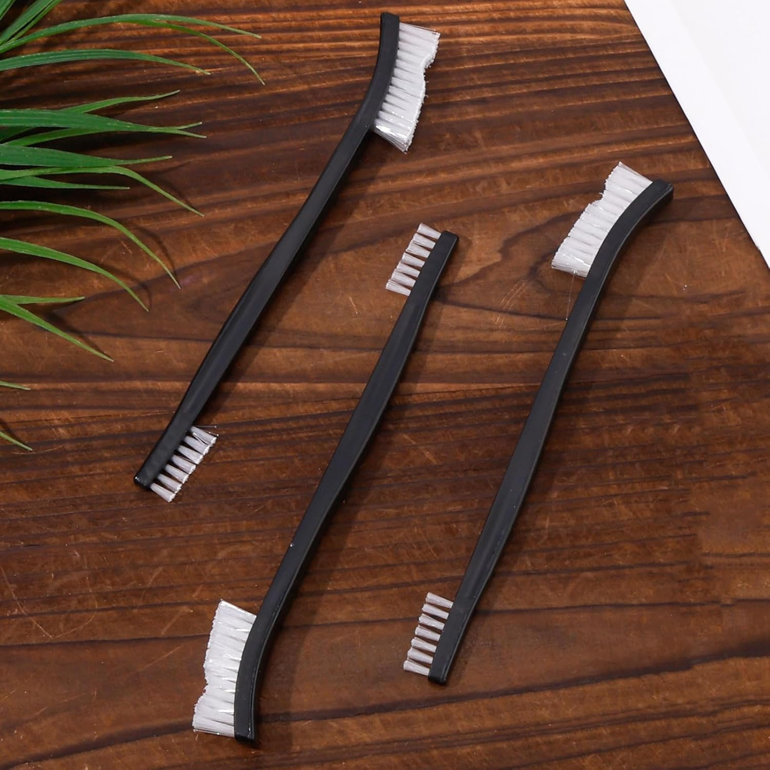 3Pcs Double-Ended Cleaning Brushes, All-Purpose Nylon Small Detailing Brushes with Plastic Handle for Kitchen Bathroom Gaps Corner Small Space image number 2