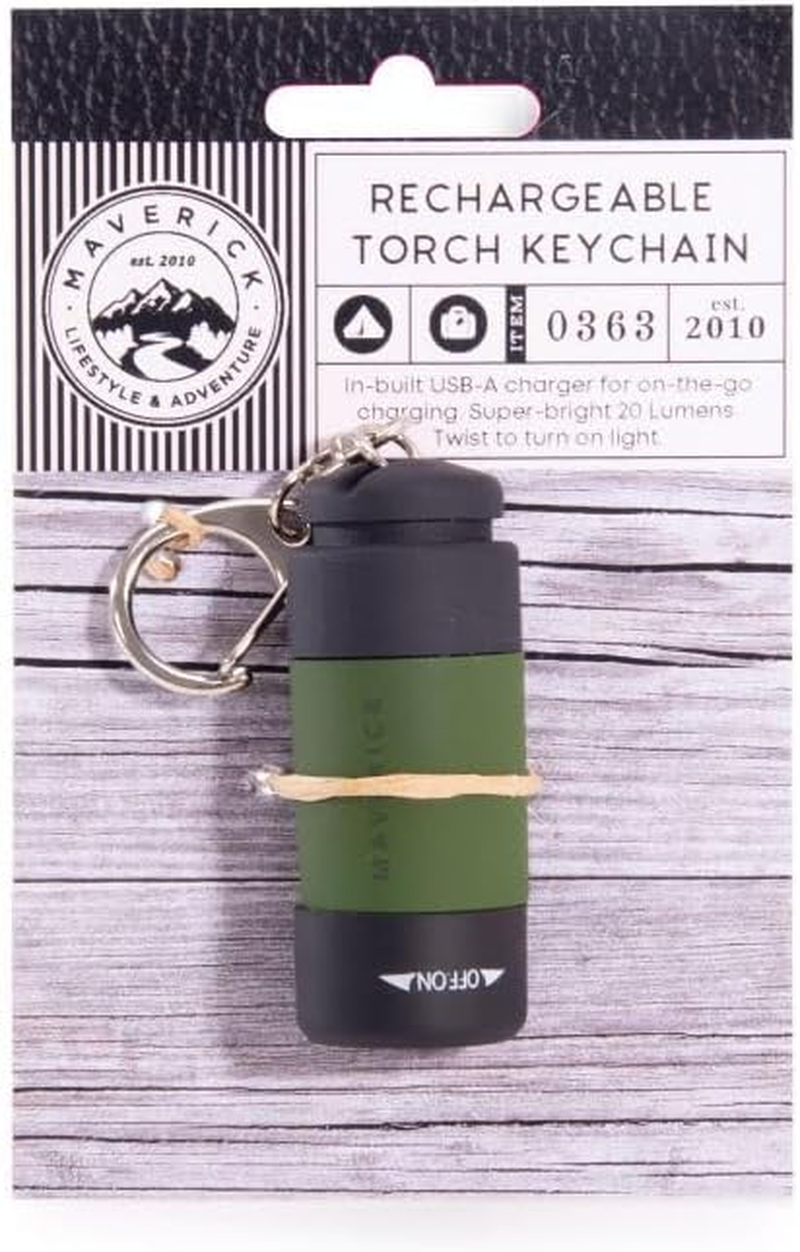 MAVERICK Rechargeable Torch Keychain, Khaki, Compact LED Light with USB Charging, Ideal for Camping, Travel, Everyday Carry image number 5