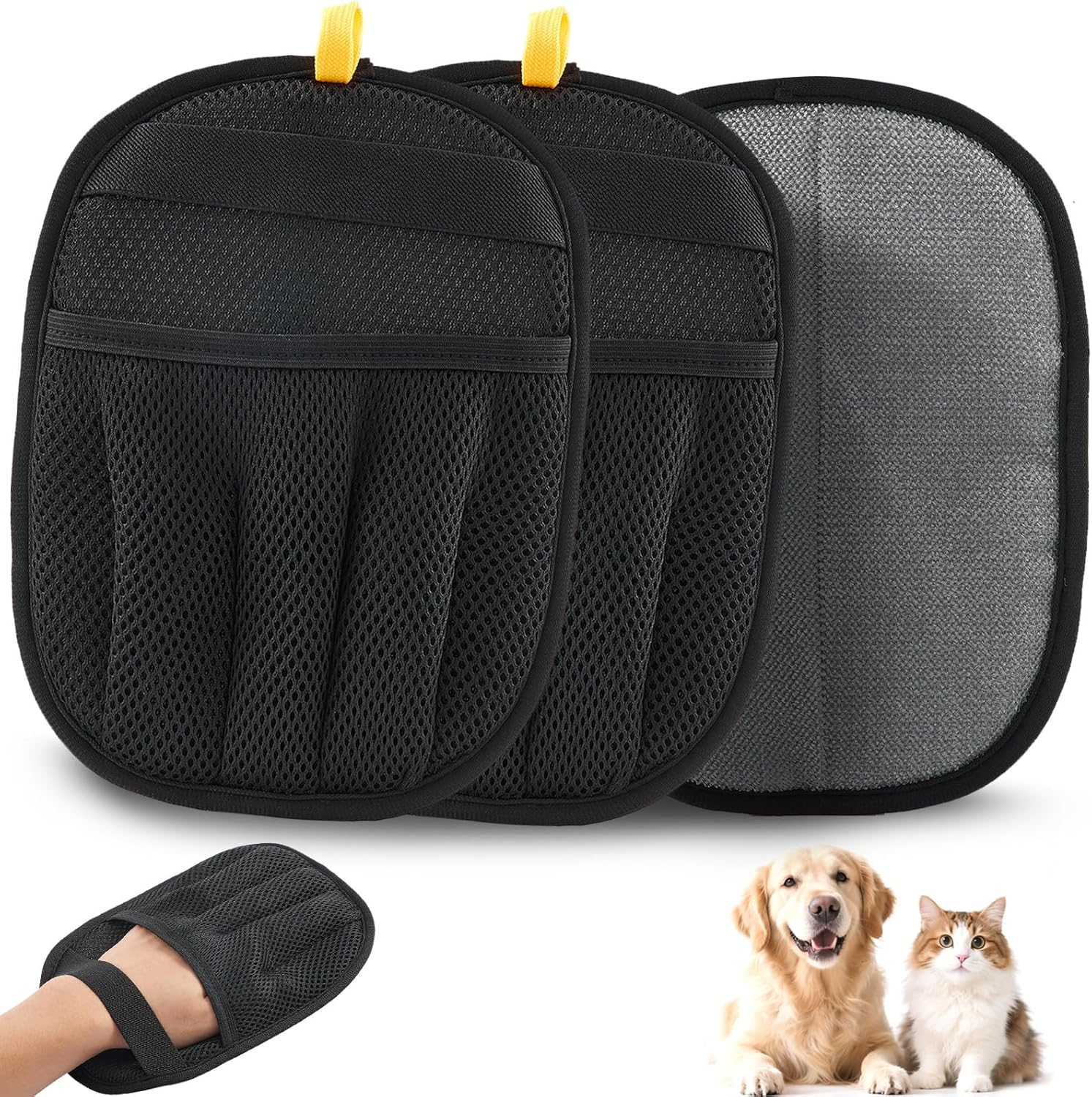 Pet Hair Remover Gloves, 2 Pack Upgraded Five-Finger Electrostatic Reusable Cats & Dogs Pet Grooming Hair Removal Glove for Laundry, Couch, Carpet, Car Seat, Furniture, Carpet, Curtain image number 2