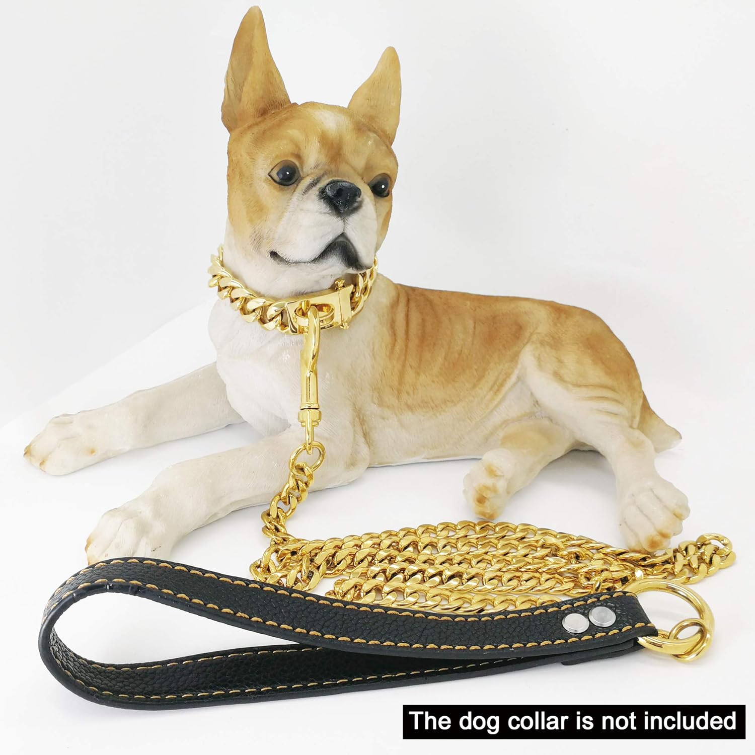 W&W Lifetime Heavy Duty Strong Stainless Steel Welding Figaro Chain Durable Dog Leash Walking Training Leads for Pitbull German Shepherd Large Dog Gold Tone image number 5