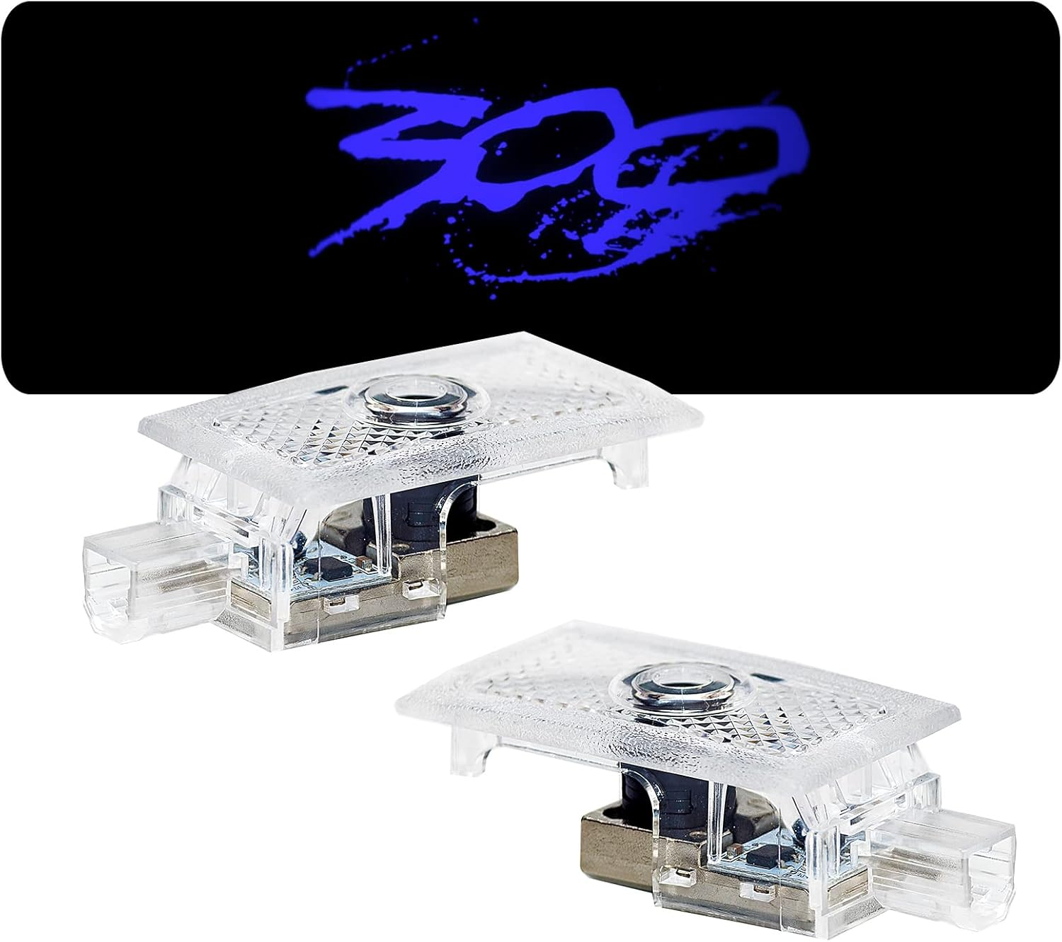 Never Fade Car LED Door Logo Compatible with 300 300C 300S 2005-2022 Projector Ghost Shadow Light, for 300 Accessories Door Light Logo LED Laser Car Courtesy Step Light HD (All White)