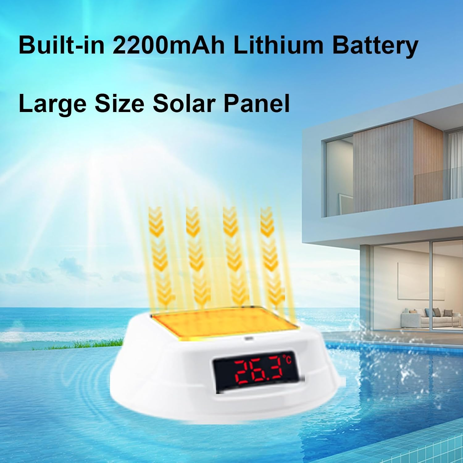 Wireless Floating Pool Thermometer Colorful Light Change Swimming LED Display Indoor Outdoor Temperature Detector Hot Tub IP68 Rainproof Long-Lasting Solar Charging image number 6