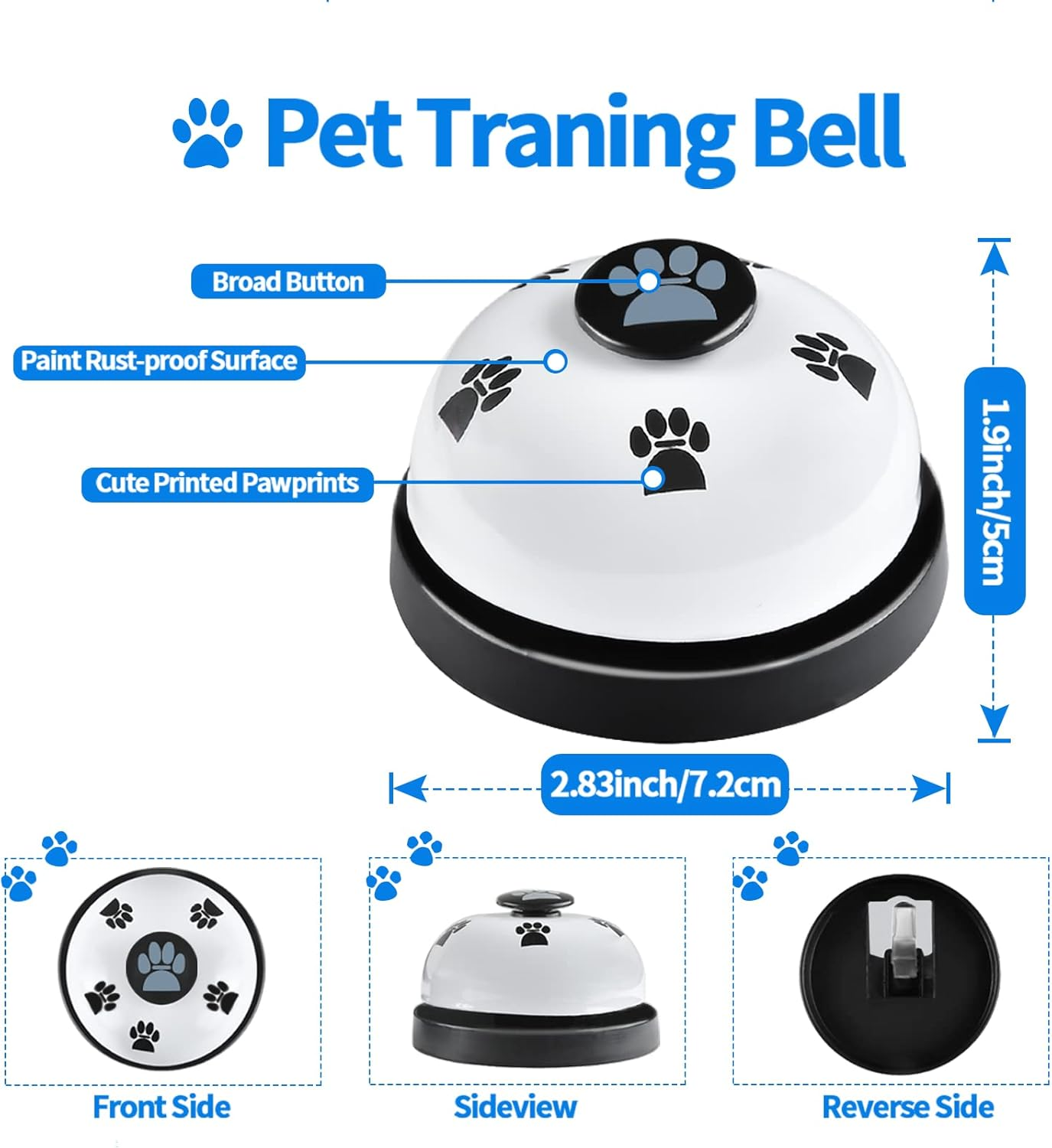 JIMEJV 2 Pack Dog Doorbells, Pet Training Bells for Go outside Potty Training and Communication Device Large Loud Dog Bell Cat Puppy Interactive Toys Adjustable Strap Door Bell image number 2