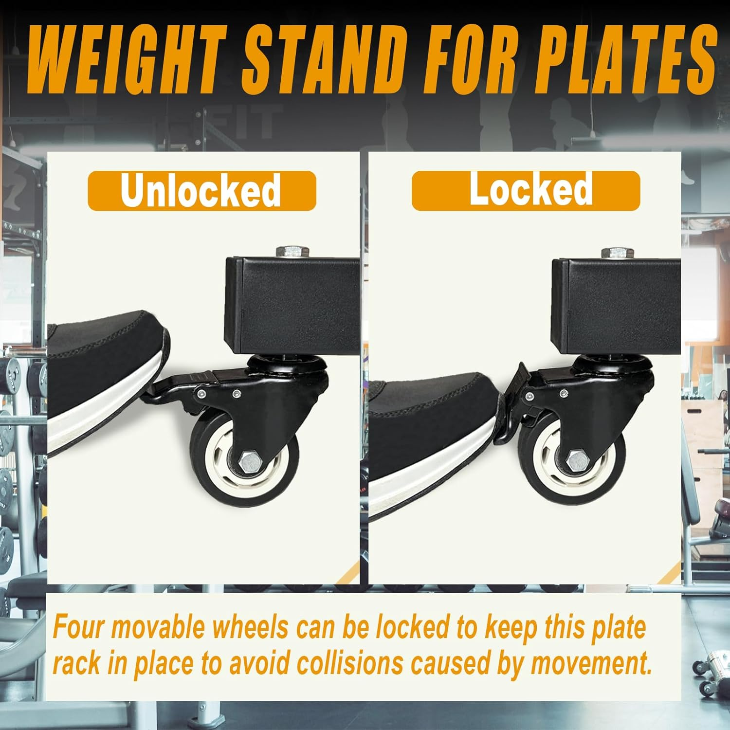 KORIKAHM Upgraded Movable Olympic Weight Plate Rack with Wheel for 2-Inch Bumper Plates Weight Storage, Strength Training Vertical Weight Tree Holder Stand for Home Gym Workout image number 3