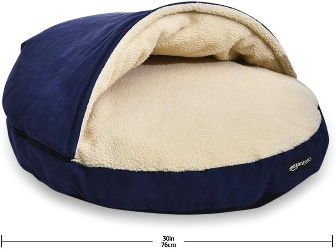 Amazon Basics Cozy Pet Cave Bed, Medium, 76 X 76 X 32 Cm, Blue image number 2