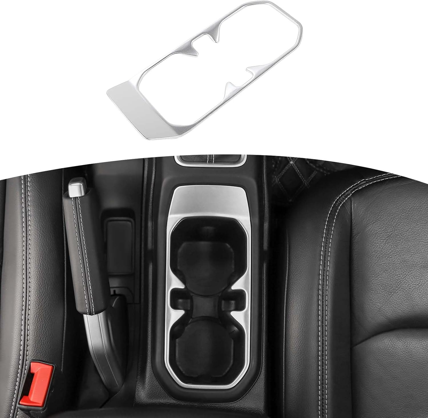 RT-TCZ for Wrangler JL Front Cup Holder Trim Silver for Jeep Wrangler JL JLU Gladiator JT 2018-2024 Silver Interior Accessories - Carbon Fiber image number 3