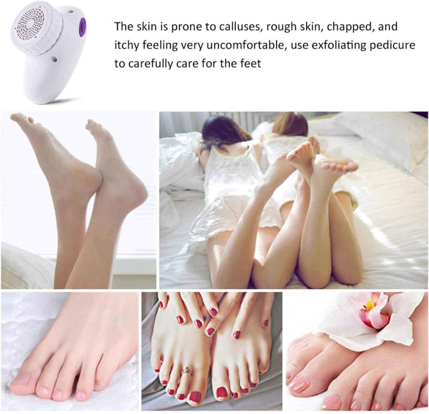 Hard Skin Remover Electric Foot Grinder Portable Rechargeable Callus Exfoliate Hard Skin Remover Pedicure Head Tools for Dry, Hard