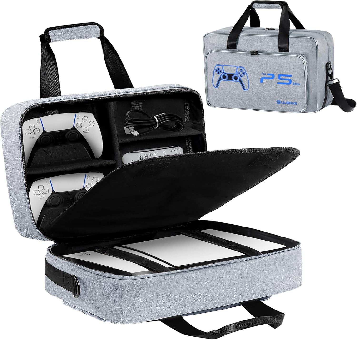 UUBOXS Carrying Case for PS5, Upgrade Protective Travel Bag for PS5/PS5 Pro/Ps5 Slim, Large Capacity Storage Bag Compatible with Playstation 5 Controller Console Accessories