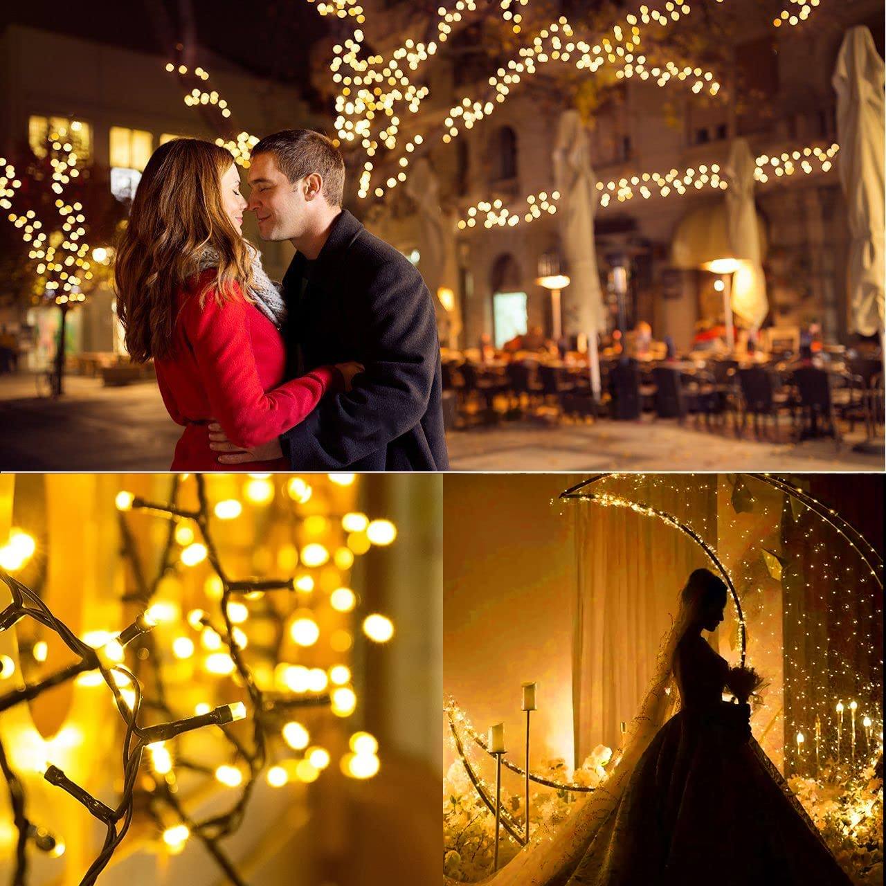 HELESIN Fairy Lights Outdoor, 200 LED String Lights 72Ft/22M,Solar Garden Lights with 8 Modes,Christmas LED Lights Outdoor Waterproof for or Home,Lawn,Garden,Wedding,Party and Holiday(Warm White) image number 3